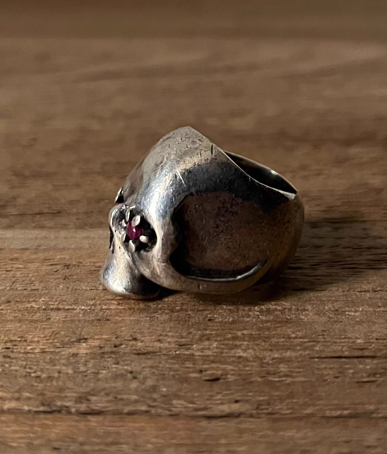 Number (N)ine Number Nine Skull Ring Gem Eyes Silver 17 Size ONE SIZE - 2 Thumbnail