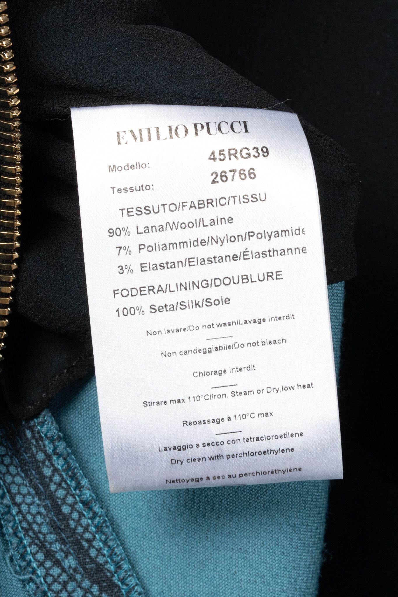 Emilio Pucci Emilio Pucci PF12 Petrol Wool-Blend Lace-Printed Crepe Dress Size XL / US 12-14 / IT 48-50 - 9 Thumbnail