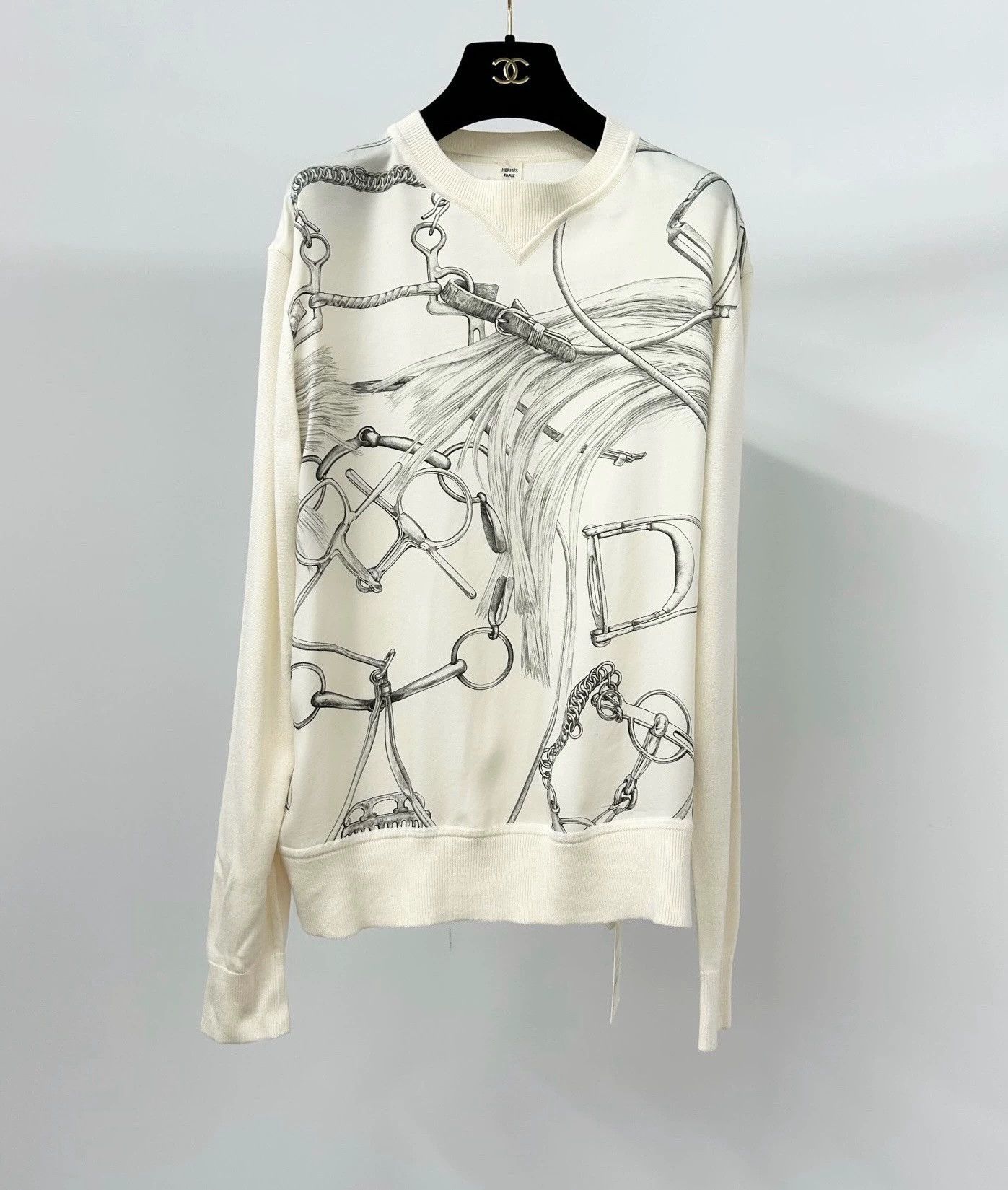 Hermes White Silk Printed Top - dmc