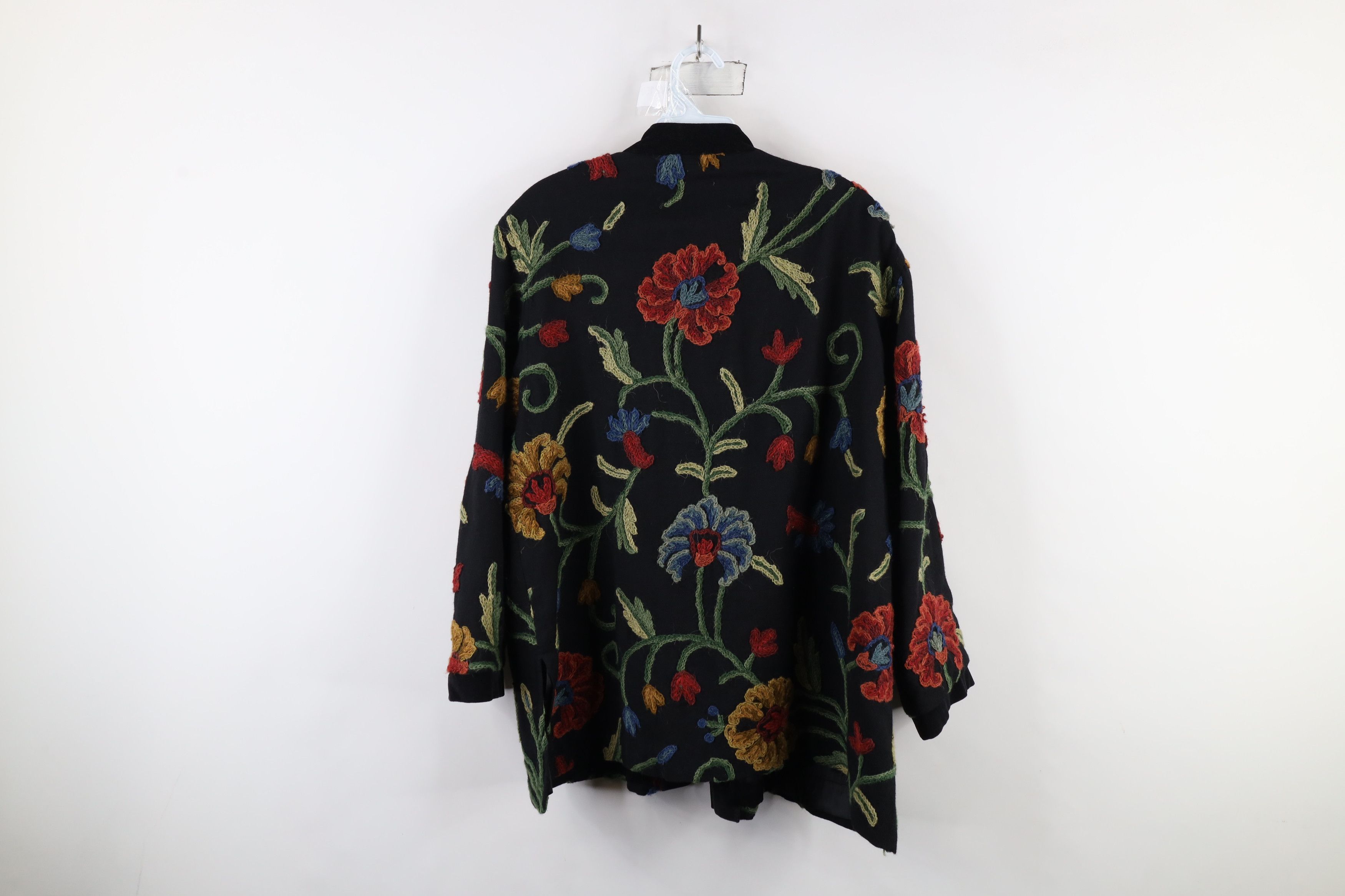 Vintage Vintage 90s Streetwear Trim Wool Crewel Flower Blazer Jacket Size L / US 10 / IT 46 - 12 Thumbnail