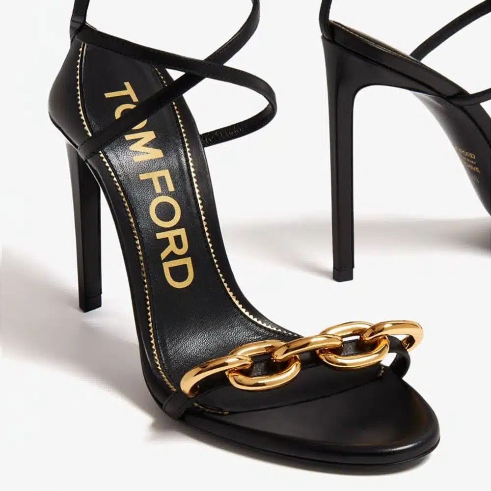 Tom Ford o1loc1c0426 W2403 Leather Chain Sandals in Black Size US 11 / IT 41 - 4 Thumbnail