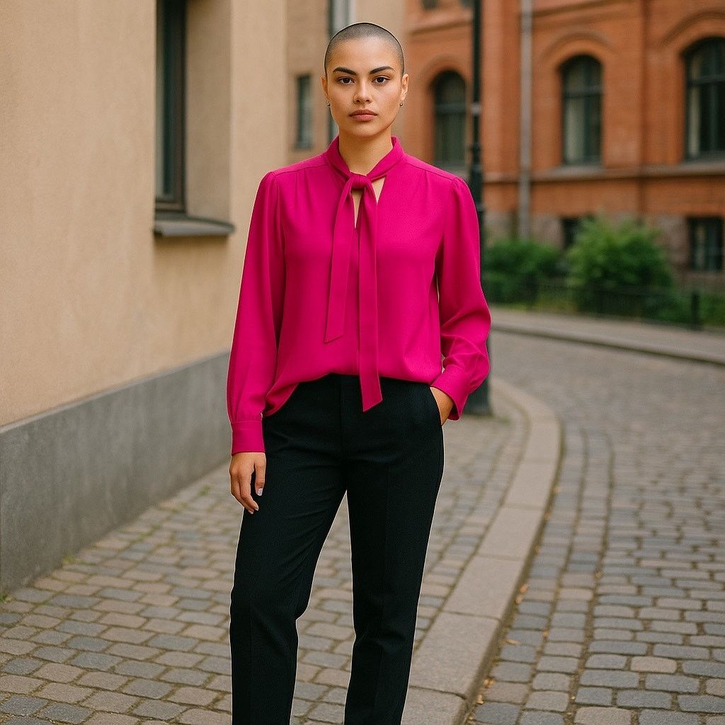 Sandro Sandro Pink Neck Tie Blouse size 2/M Size M / US 6-8 / IT 42-44 - 2 Thumbnail