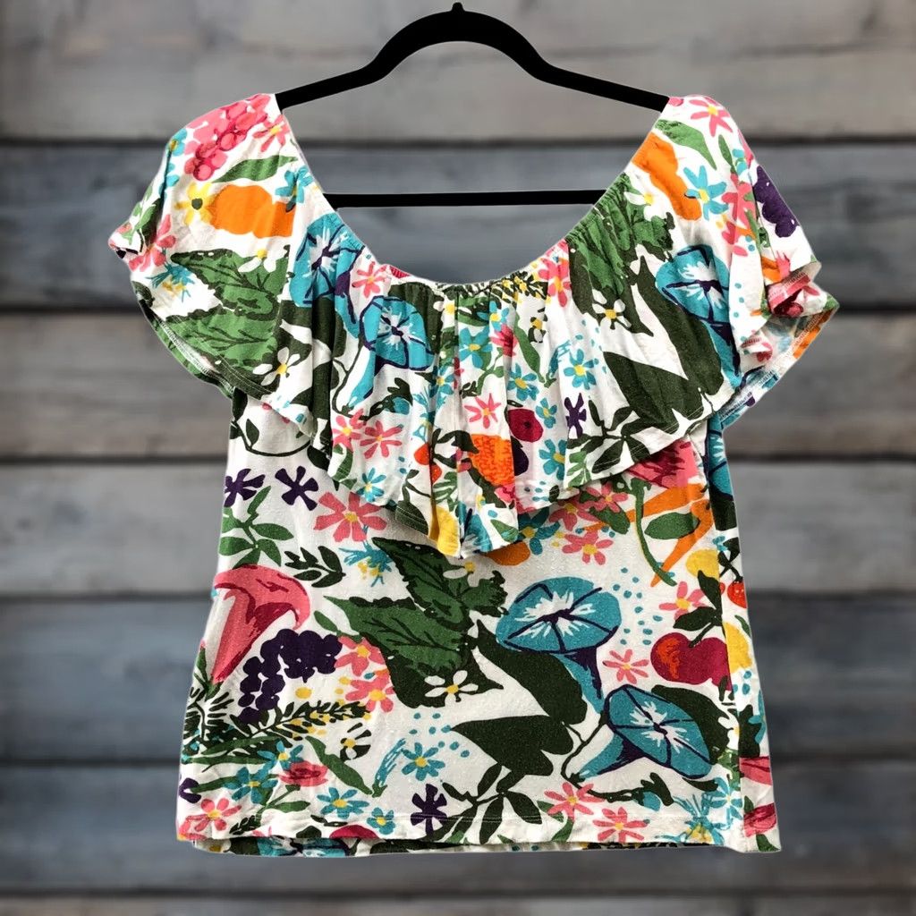 Anthropologie Anthropologie Postmark Off Shoulder Floral Top Womens S Multicolor Floral Jersey Blouse Size S / US 4 / IT 40 - 1 Thumbnail