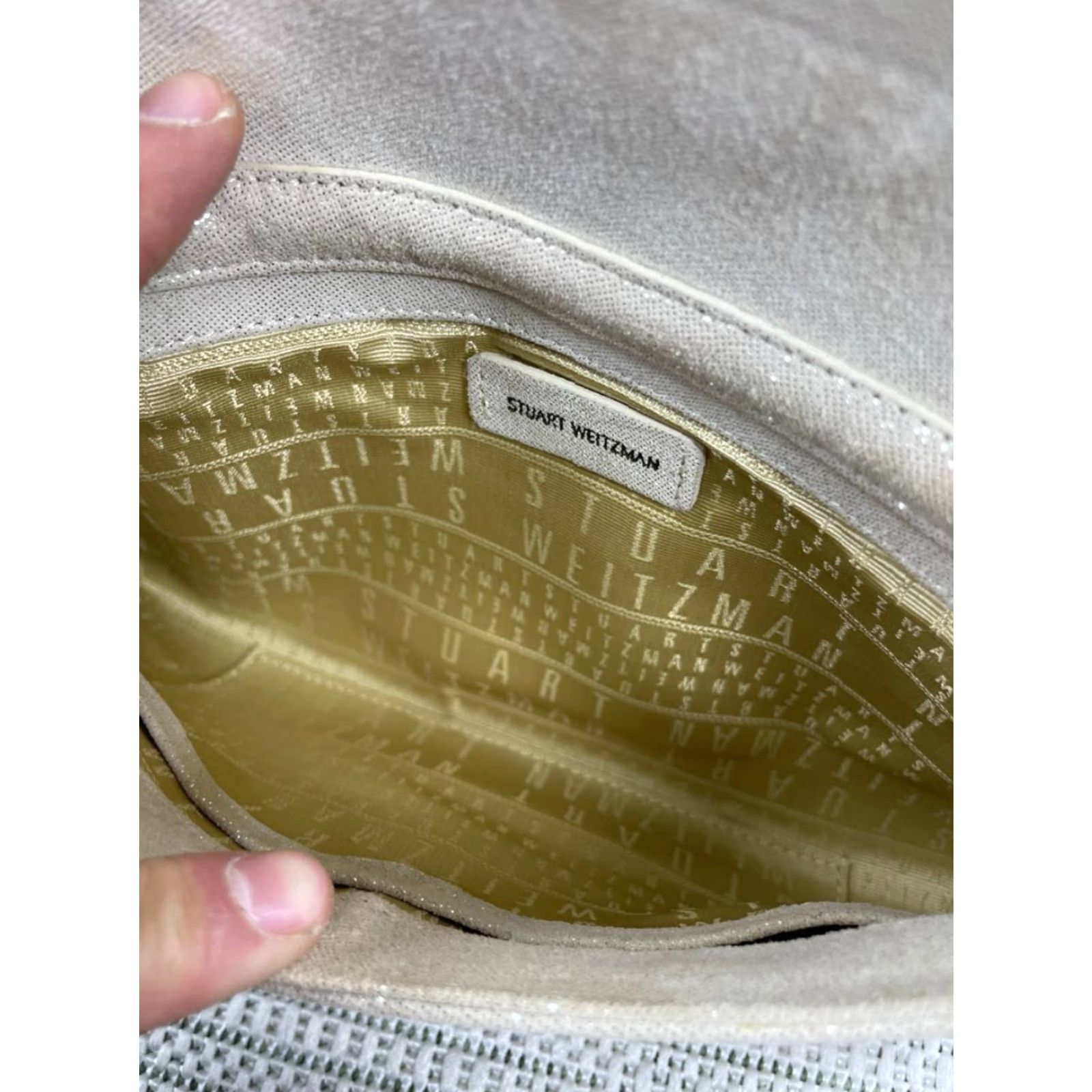 Stuart Weitzman Stuart Weitzman Bag Womens Small Beige Gold Chain Strap Inner Pocket Clutch Size ONE SIZE - 6 Thumbnail