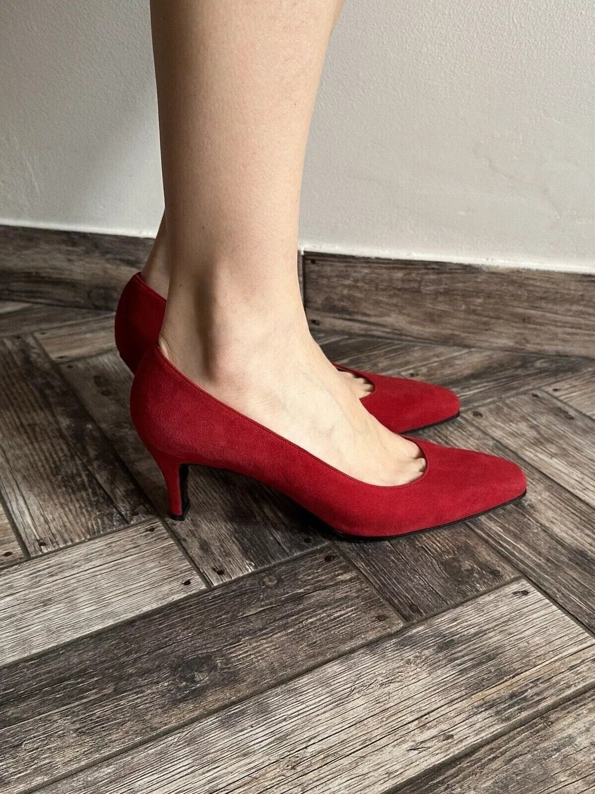Charles Jourdan Vintage Charles Jourdan Paris Red Heels Suede Leather Shoes Size US 8 / IT 38 - 5 Thumbnail