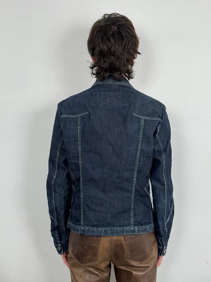Marithe + Francois Girbaud AW2007 Marithé + François Girbaud Navy Structured Buttoned Patchwork Denim Jacket Size US M / EU 48-50 / 2 - 4 Thumbnail