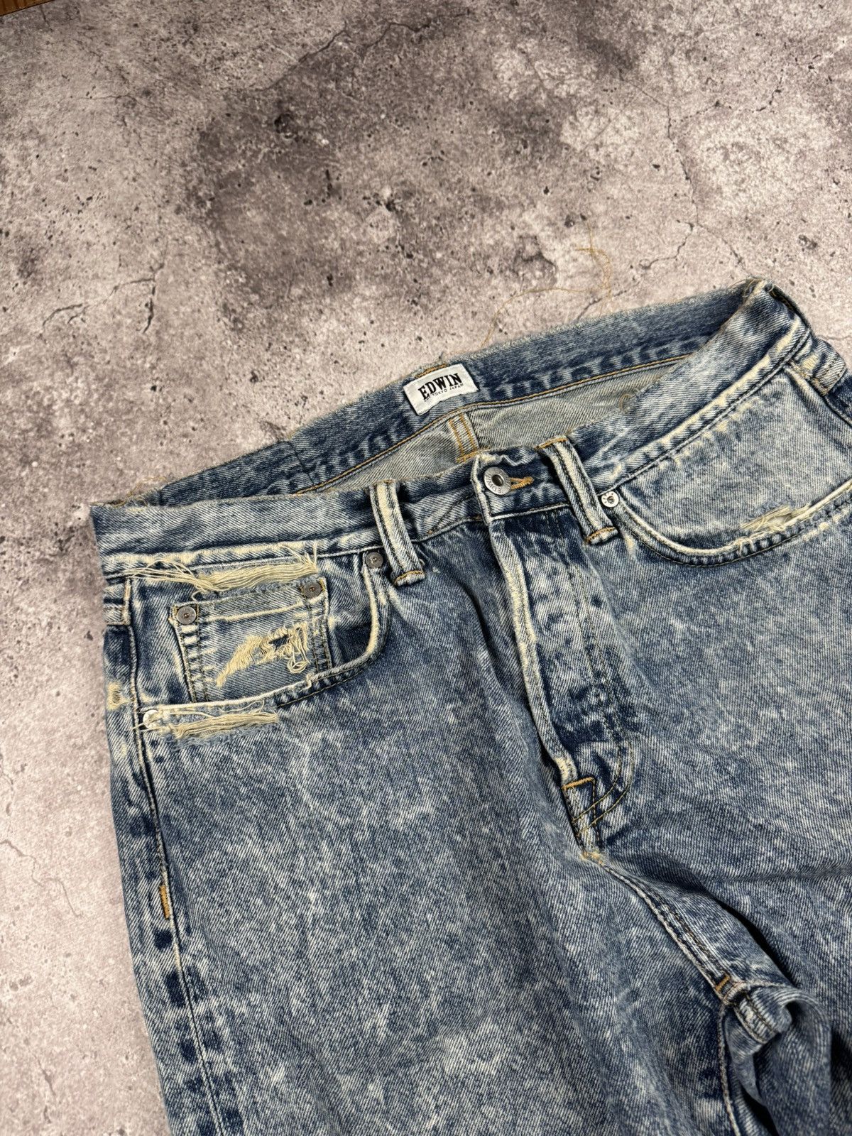 Edwin VINTAGE EDWIN WASHED DISTRESSED BAGGY SELVEDGE JAPANESSE Size US 32 / EU 48 - 6 Thumbnail