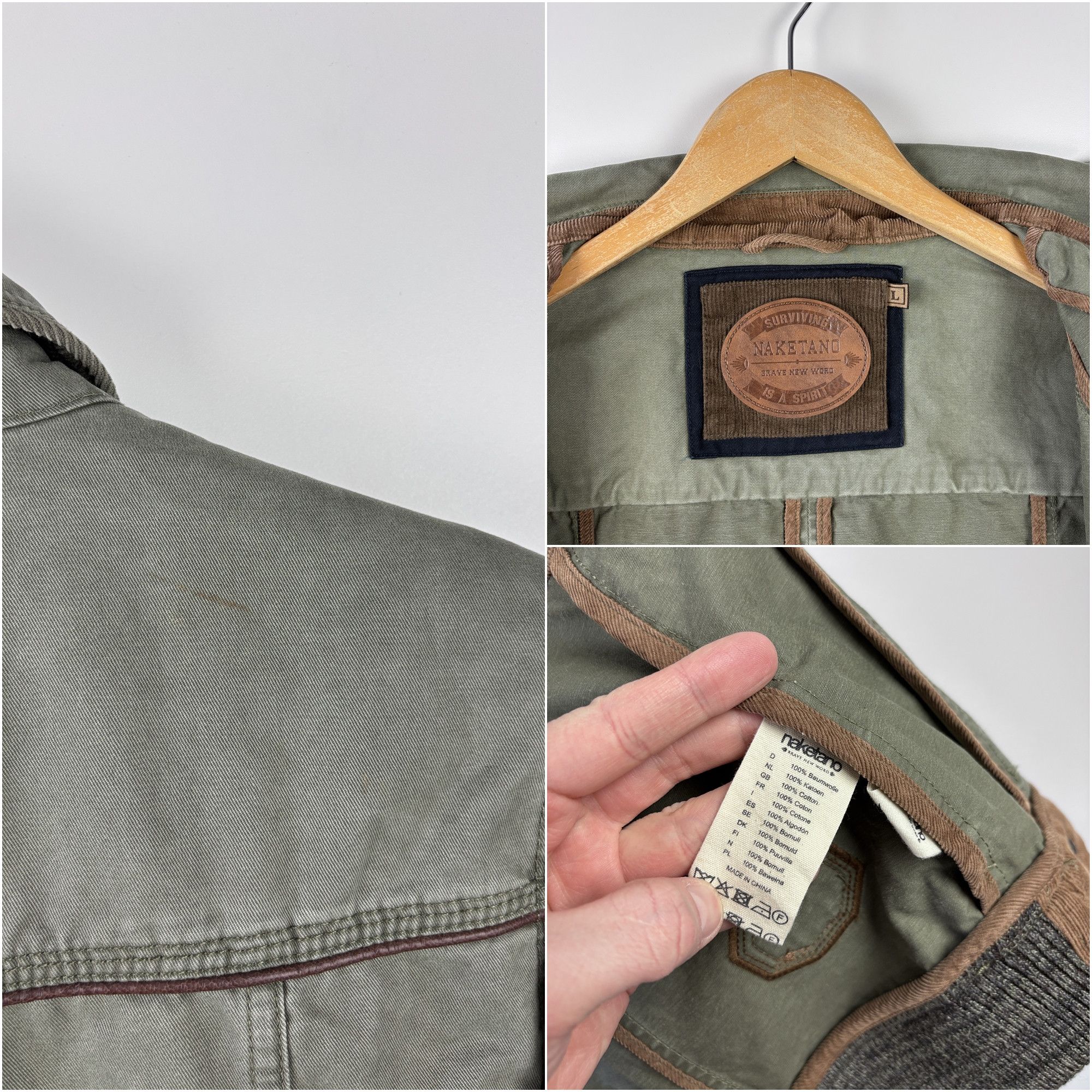 Naketano Womens Naketano Full Zip Jacket Khaki Size L Size L / US 10 / IT 46 - 9 Thumbnail