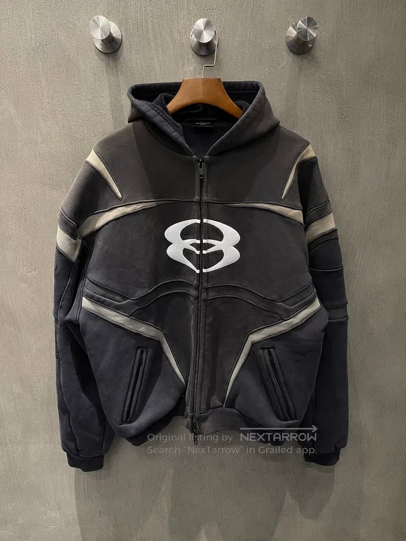 Balenciaga Balenciaga Double-ring logo track hooded sweatshirt with c Size US XL / EU 56 / 4 - 1 Thumbnail