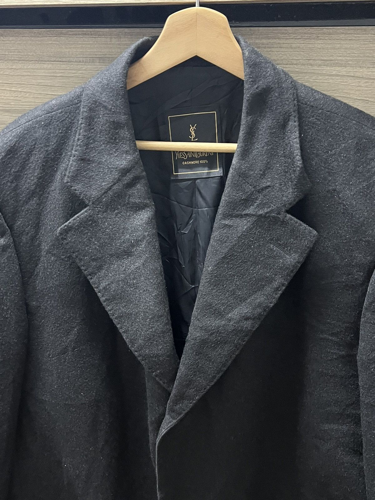 Yves Saint Laurent Yves Saint Laurent long coat dark Wool cashmere fabric. Size US XL / EU 56 / 4 - 3 Thumbnail
