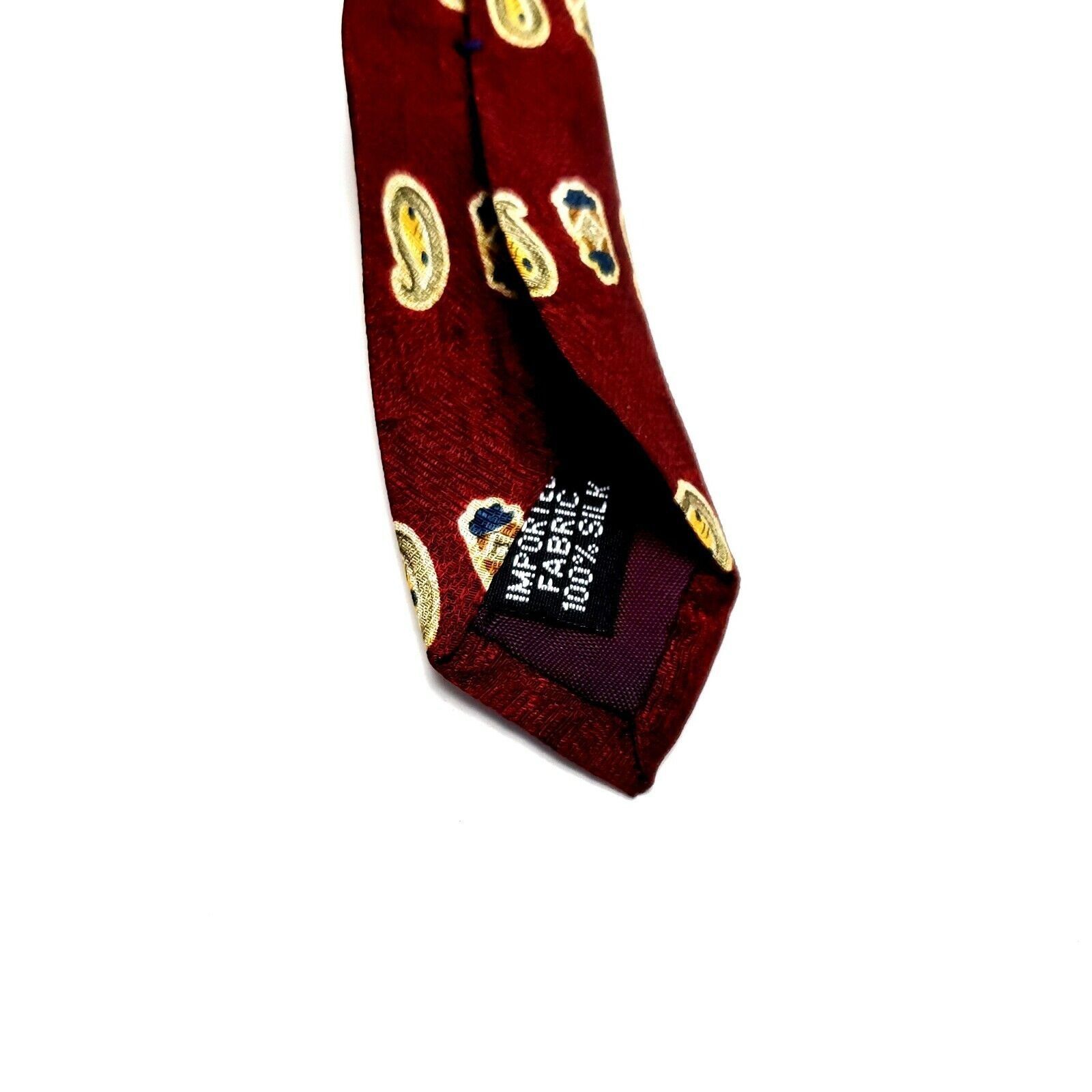 Vintage Geoffrey Beene Silk Tie Print Paisley Red Short Wide Size ONE SIZE - 4 Thumbnail