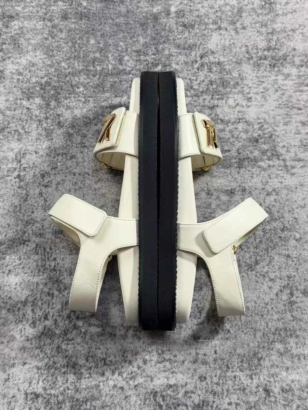 Louis Vuitton Louis Vuitton White Gold Logo Velcro Sandals. Size US 6 / IT 36 - 6 Thumbnail