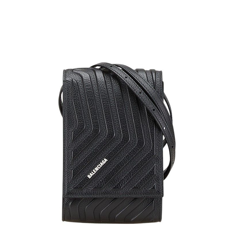 iPhone・スマホケース Balenciaga Black Leather Phone Case Balenciaga Men's Logo iPhone 13 Case in Black/White Balenciaga