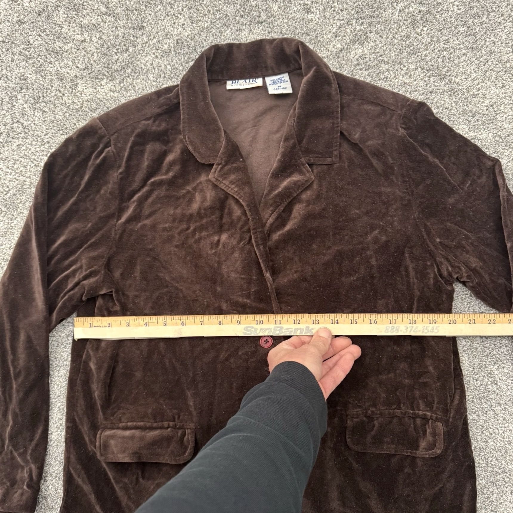 Blair VINTAGE Blair Blazer Jacket Women Sz 14 Velour Lagenlook Shoulder Pads 90s Brown Size XL / US 12-14 / IT 48-50 - 3 Thumbnail