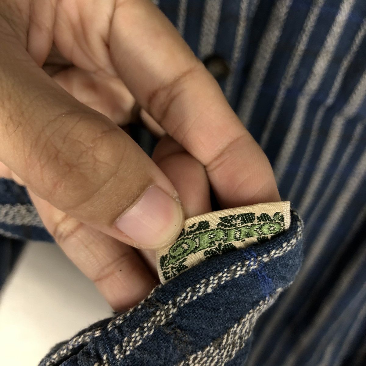 Indigo 📌Vintage Indigo Button Jacket Piko Striped Hickory Design Size US L / EU 52-54 / 3 - 20 Thumbnail