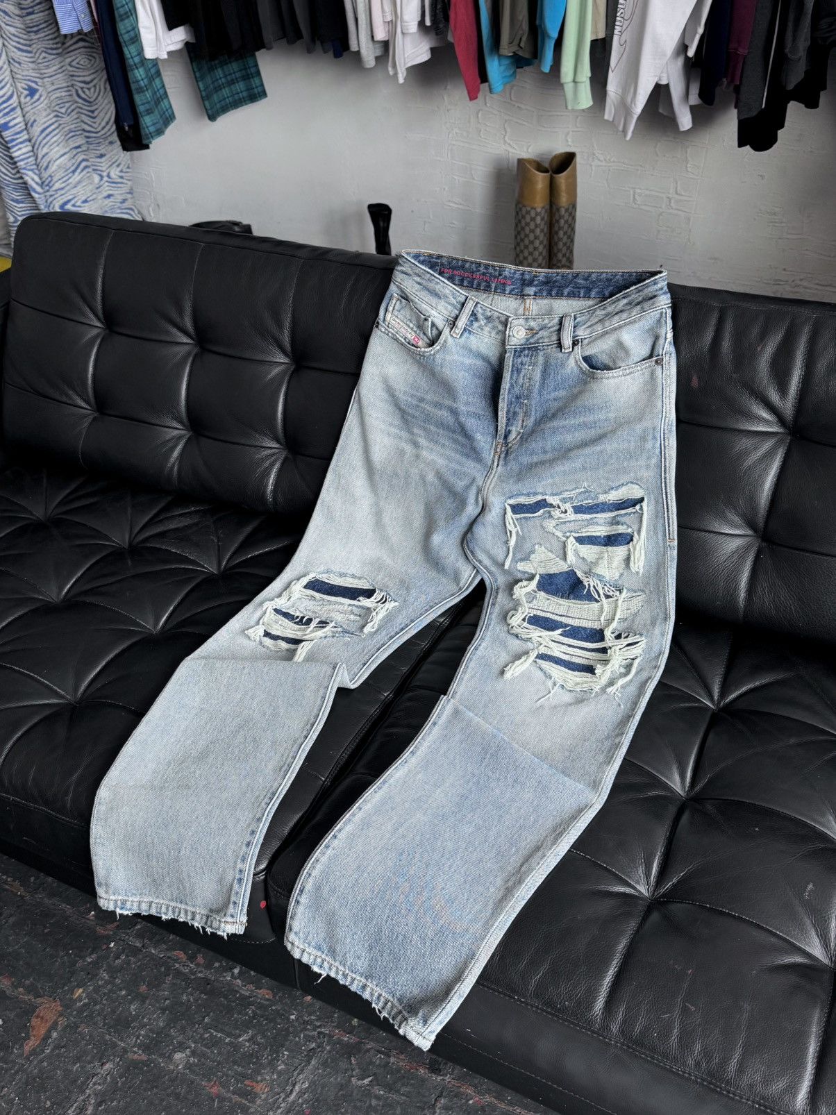 Diesel DIESEL D-Rekiv-Z Washed Distressed Jeans Ripped Denim 09C90 Size US 30 / EU 46 - 25 Thumbnail