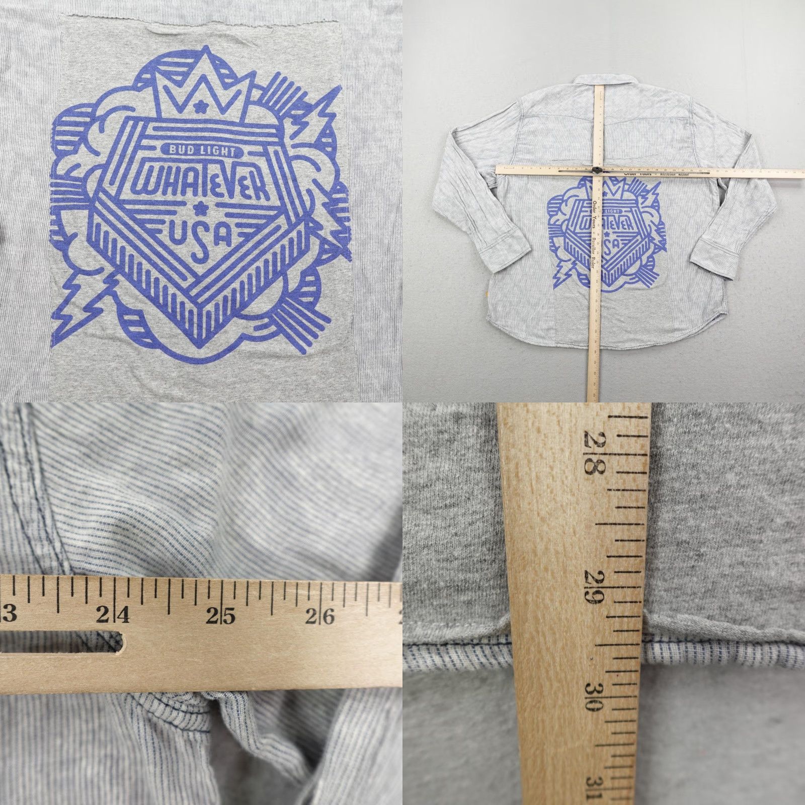 Vintage VINTAGE 32 Bar Blues Flannel Shirt Men's 2XL Gray Geometric Bud Light Pearl Snap Western Beer Outdoor Size US XXL / EU 58 / 5 - 8 Thumbnail