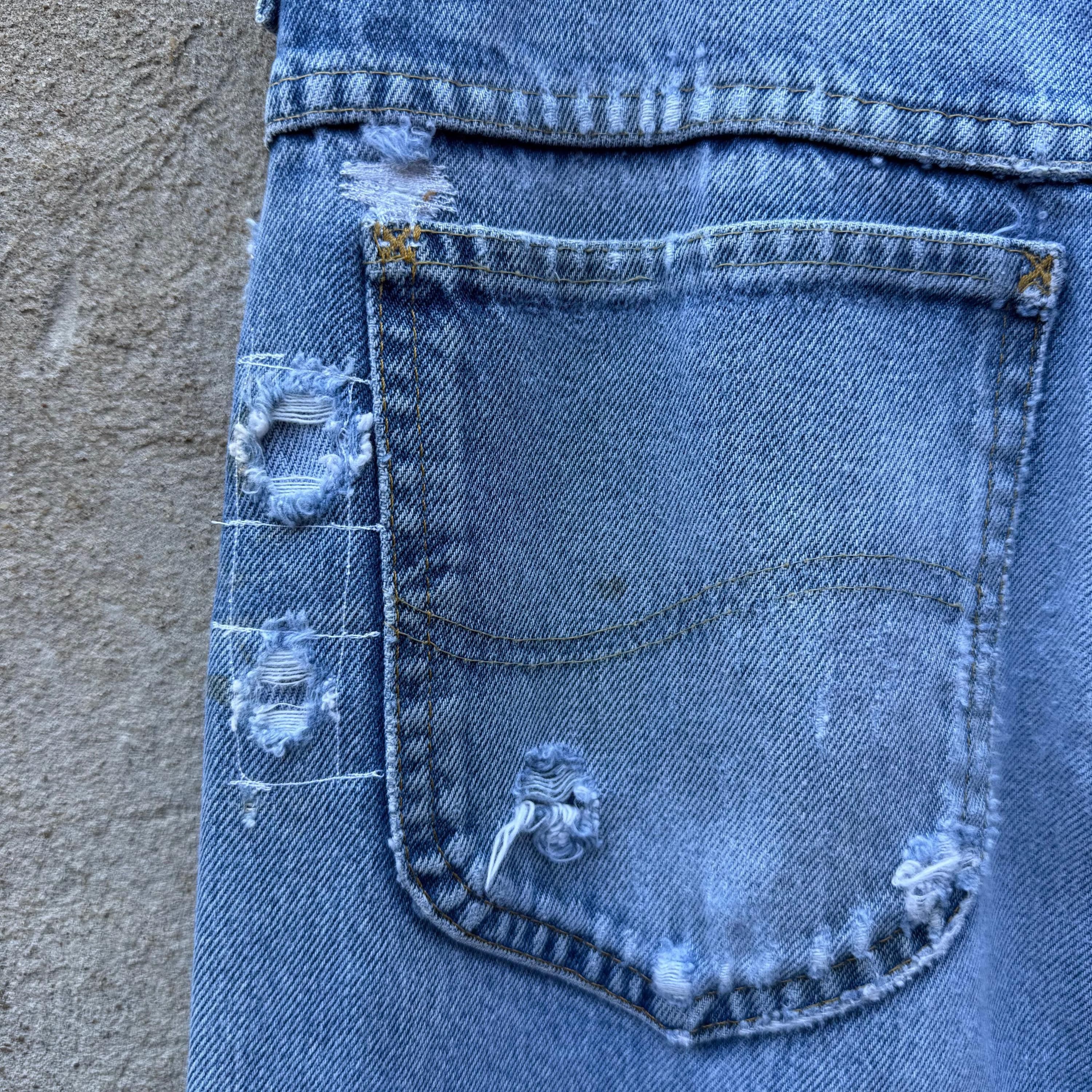 Lee 80's Lee Riders Thrashed & Repaired Denim Jeans Size US 30 / EU 46 - 6 Thumbnail