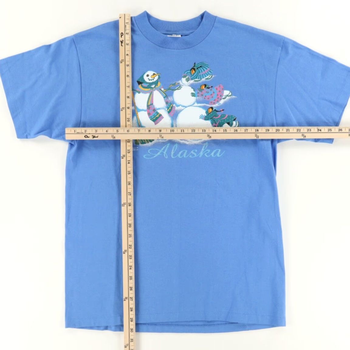 Anvil VINTAGE Anvil Shirt Alaska Snowman VTG Blue Men's L T-Shirt Size US L / EU 52-54 / 3 - 3 Thumbnail