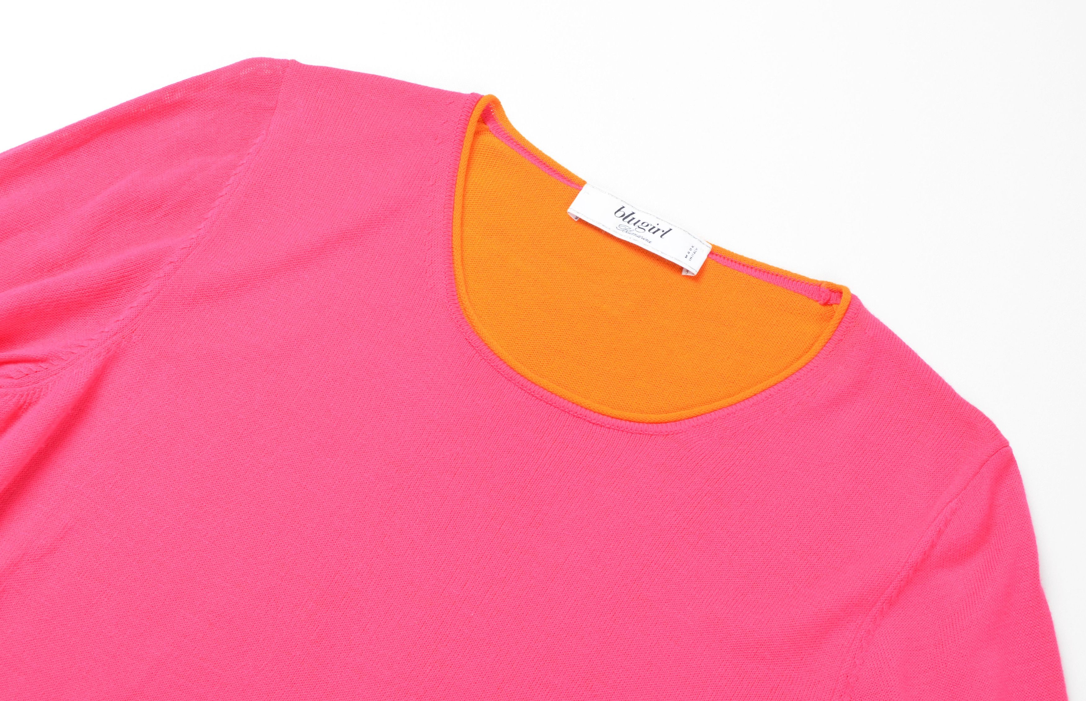 Blumarine Blumarine Blugirl Pink Orange Layered Knit 3/4 Sleeve Top Size S / US 4 / IT 40 - 4 Thumbnail
