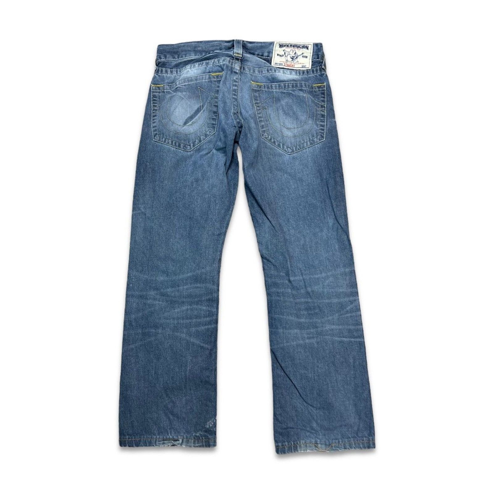True Religion × Vintage True Religion Jeans 32x28 World Tour Straight Denim Pants Size US 32 / EU 48 - 3 Thumbnail