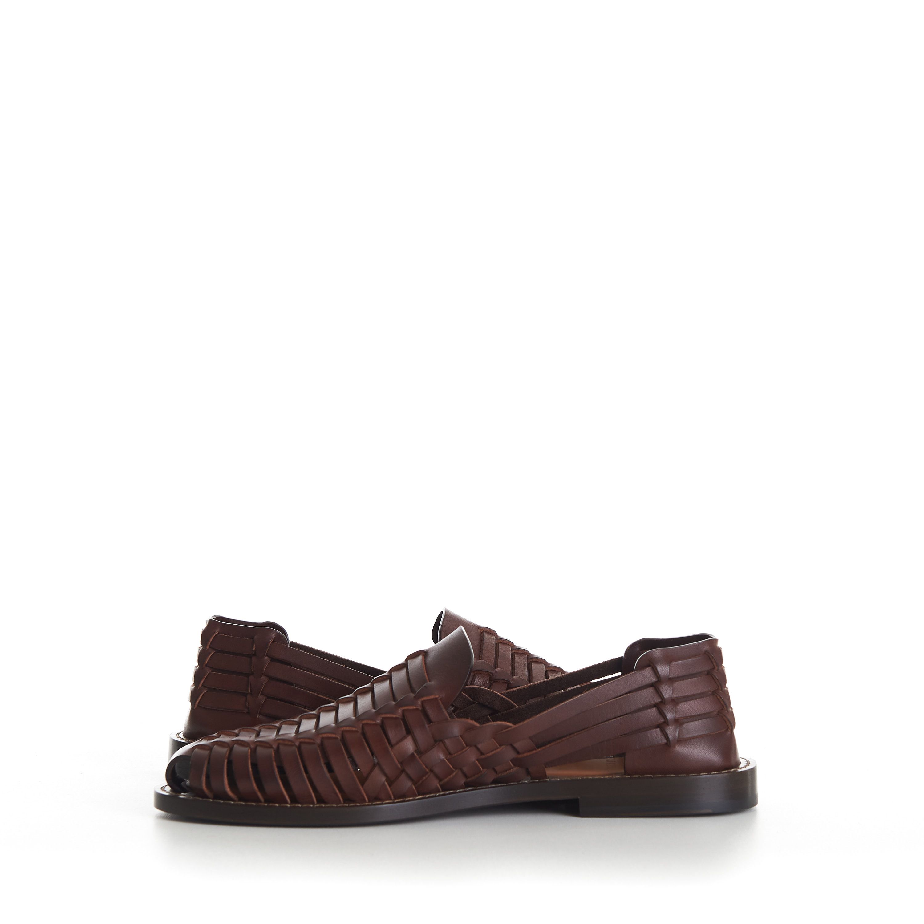 Brunello Cucinelli Brown Woven Sandals Loafers - Calfskin Leather Size US 10.5 / EU 43-44 - 9 Thumbnail