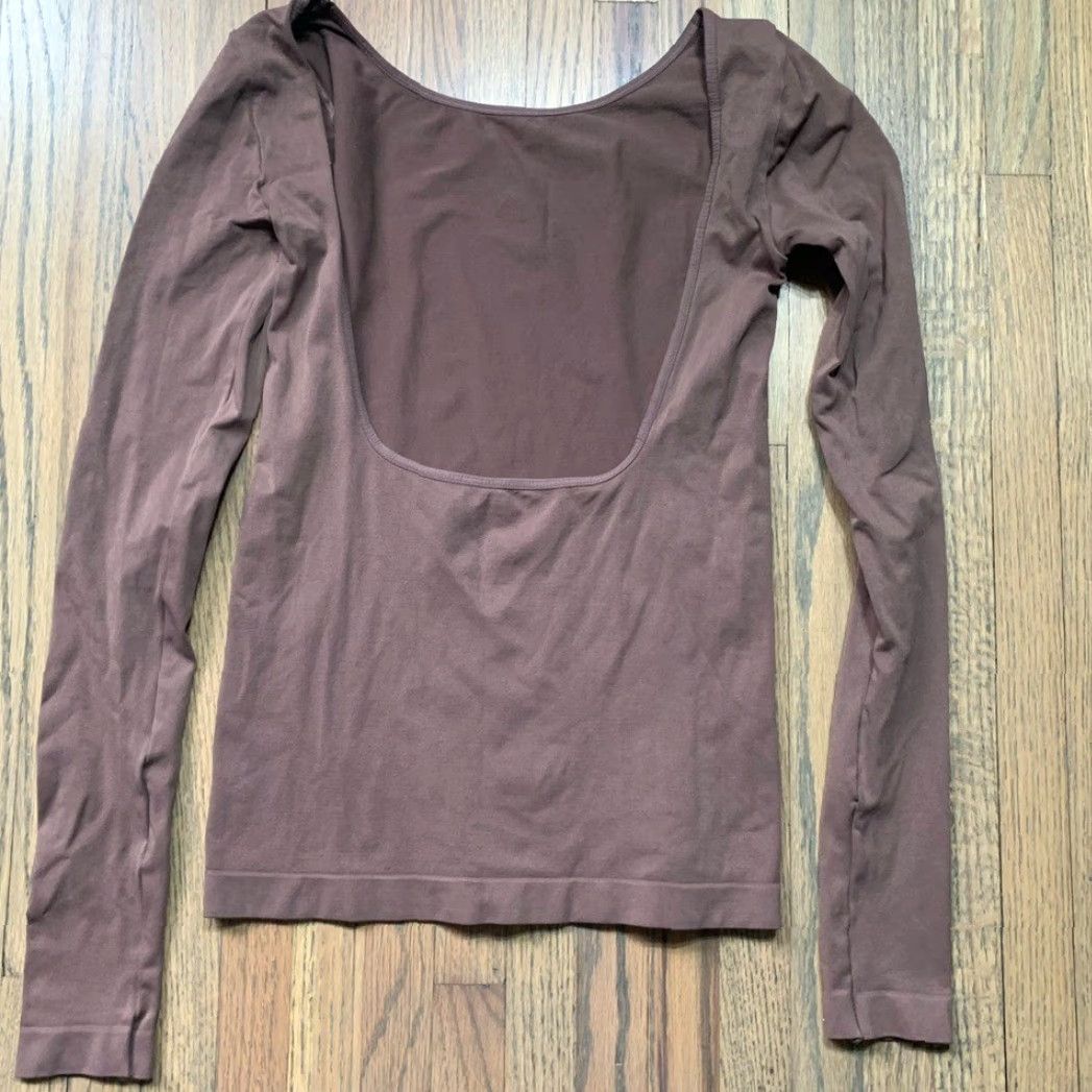 Free People Free People T-Shirt Brown Long Sleeve Open Back Medium Women Size M / US 6-8 / IT 42-44 - 5 Thumbnail
