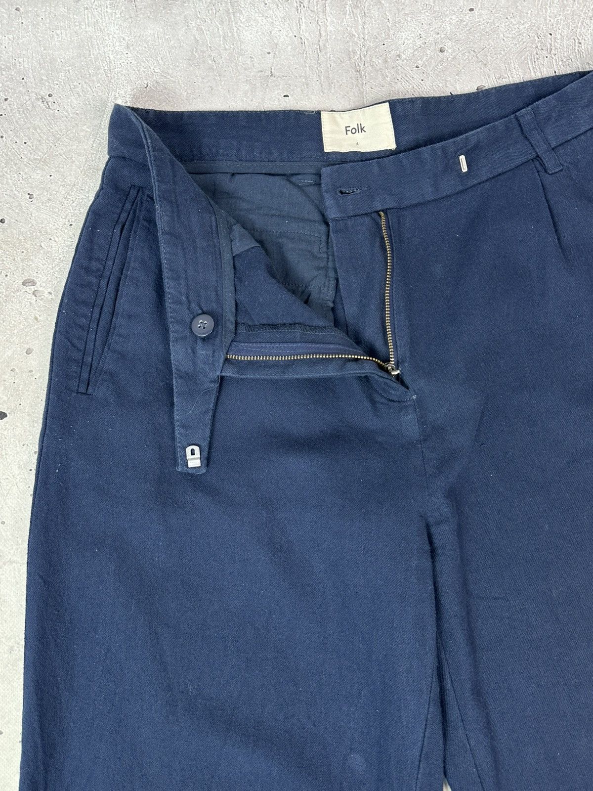Folk Folk Loose Navy Blue Cotton-Linen Blend Men’s Casual Pants Size US 33 - 8 Thumbnail
