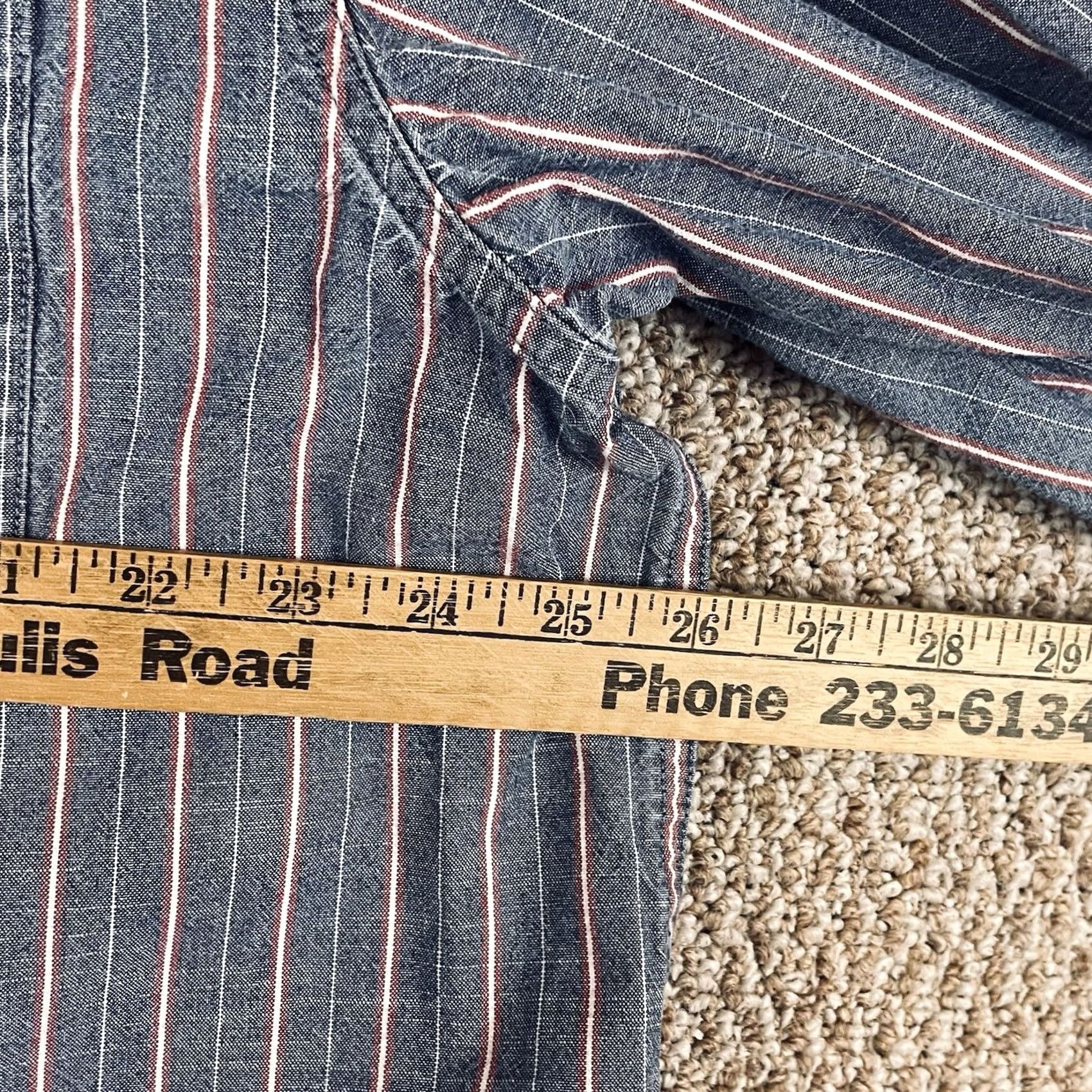Vintage LL Bean Mens Denim Shirt XL Tall Blue Red Striped Workwear Button T732 Size US XL / EU 56 / 4 - 7 Thumbnail