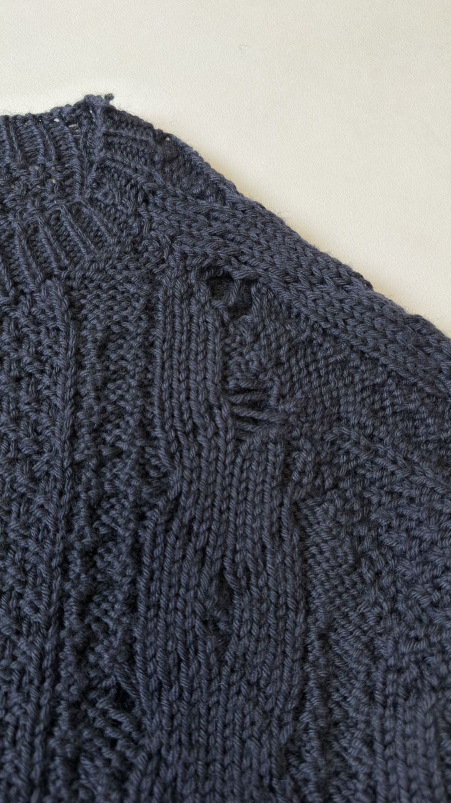Maison Margiela A/W 21 Distressed Blue Cable Knit Sweater Size US XL / EU 56 / 4 - 8 Thumbnail