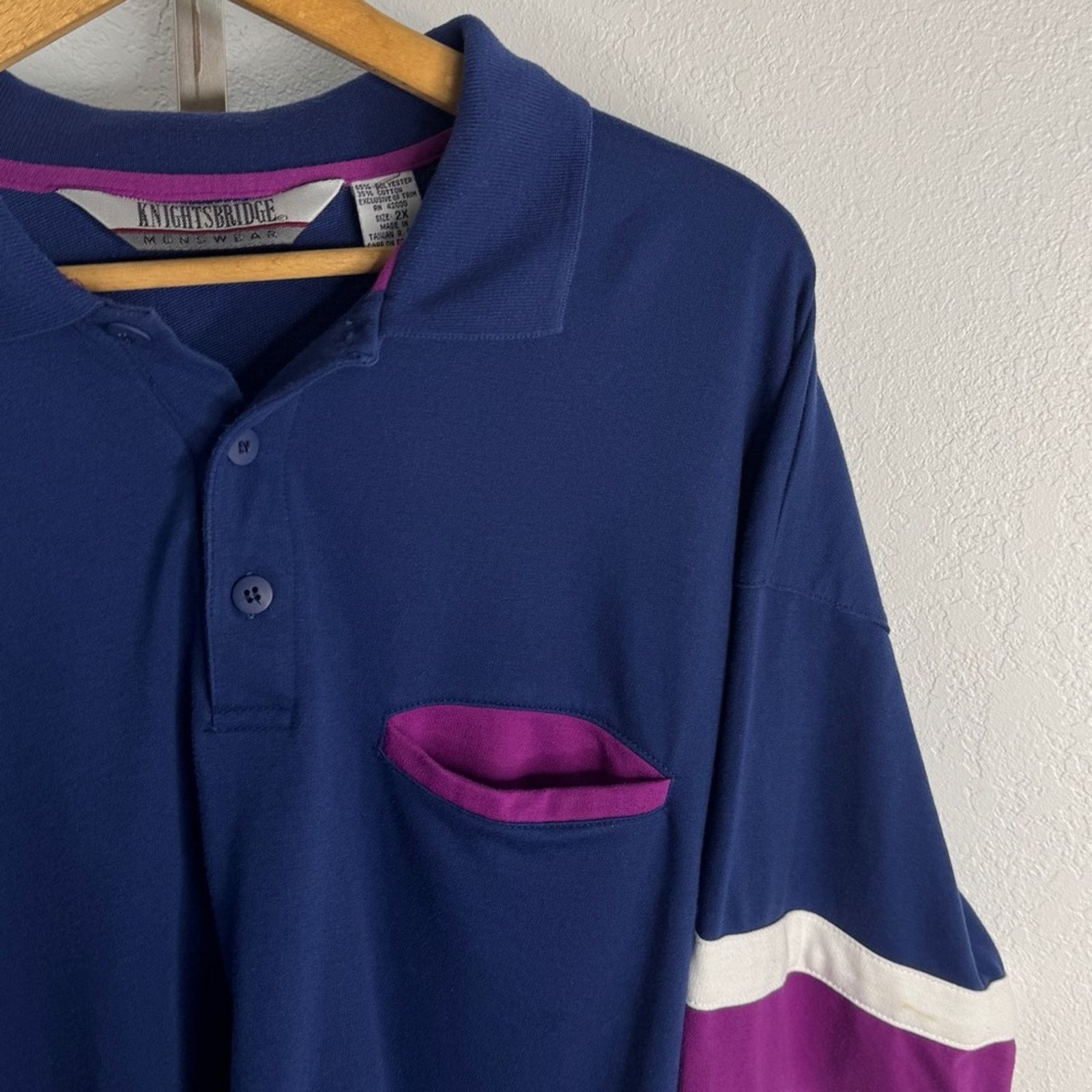 Vintage Vintage Pullover Shirt Grandpa Core 90s Preppy Pocket Navy Size US XXL / EU 58 / 5 - 3 Thumbnail
