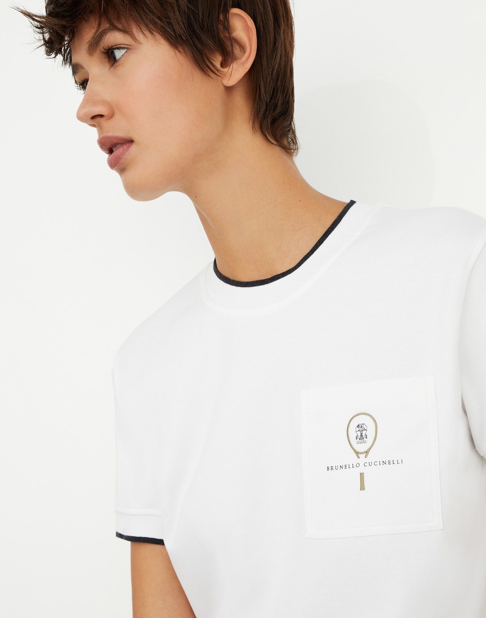 Brunello Cucinelli o1y0825 Crewneck T-Shirt in White Size XL / US 12-14 / IT 48-50 - 2 Thumbnail