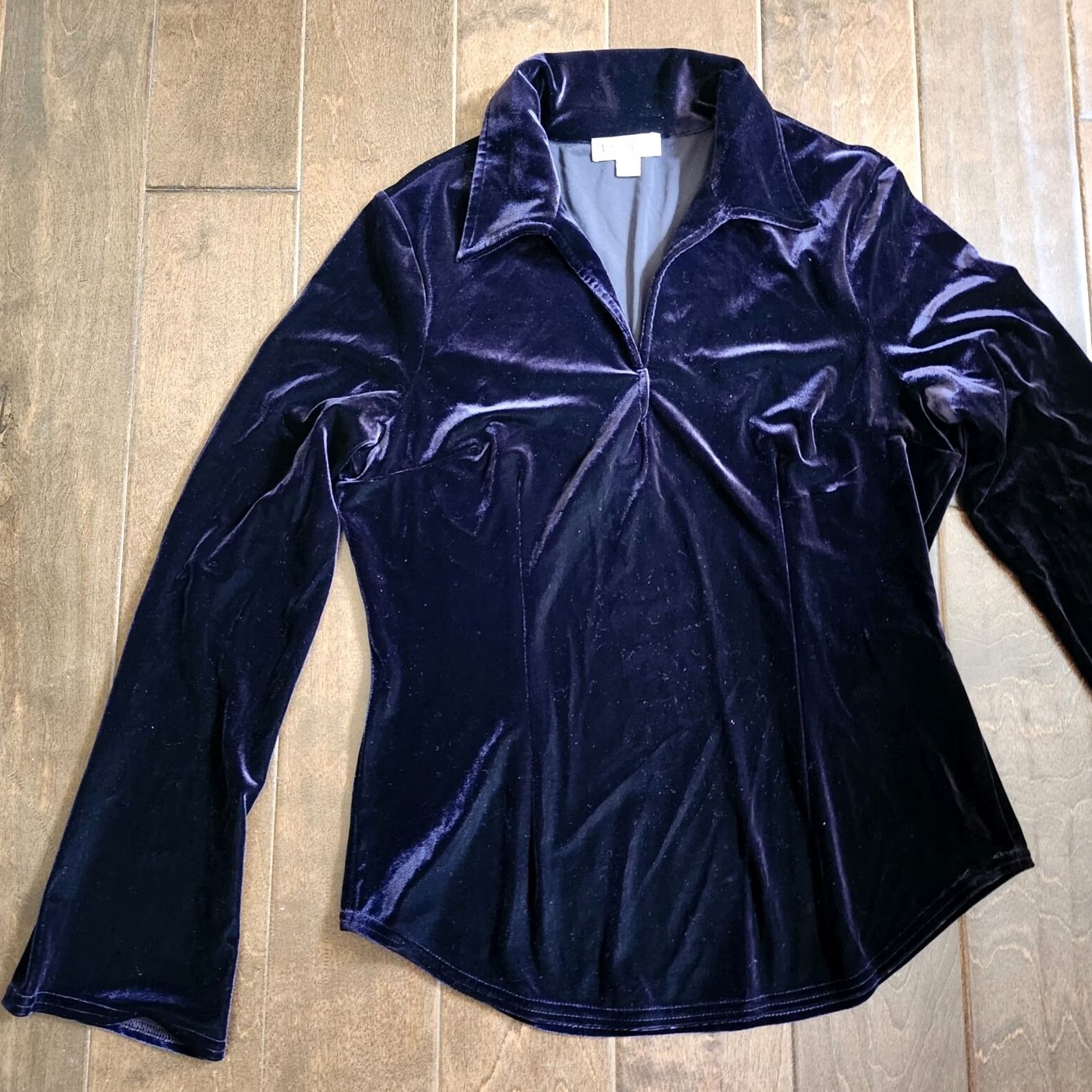 Bebe Bebe San Francisco Women's Velvet Purple Long Sleeve Blouse - Size L Size L / US 10 / IT 46 - 4 Thumbnail