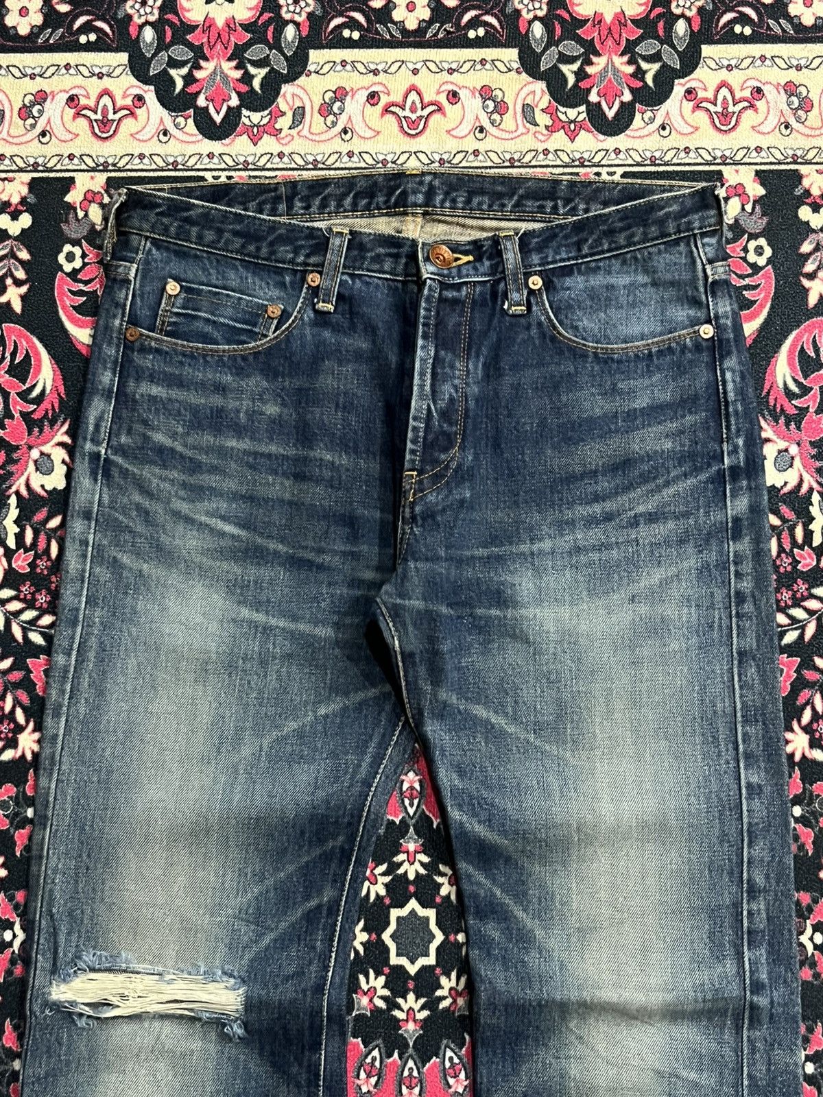 Paul Smith Red Ear Paul Smith Red Ear Distressed Selvedge Blue Washed Jeans Size US 30 / EU 46 - 4 Thumbnail