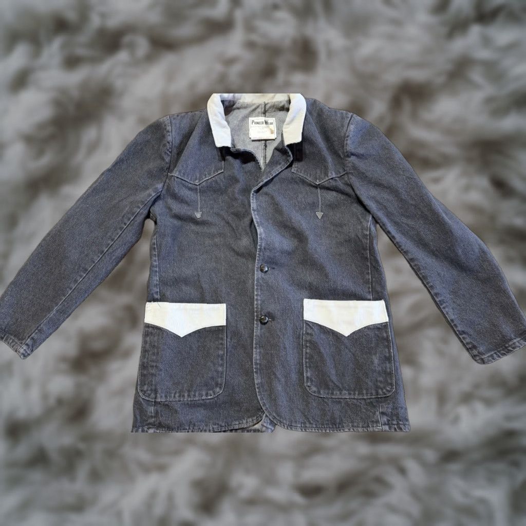Vintage VINTAGE Pioneer Wear Jacket Blazer Mens 44 Long Tweed Gray Wool Polyester Western Cowboy Rockabilly Button Two-Button Jacket / Coat/ Blazer Size 44R - 1 Thumbnail