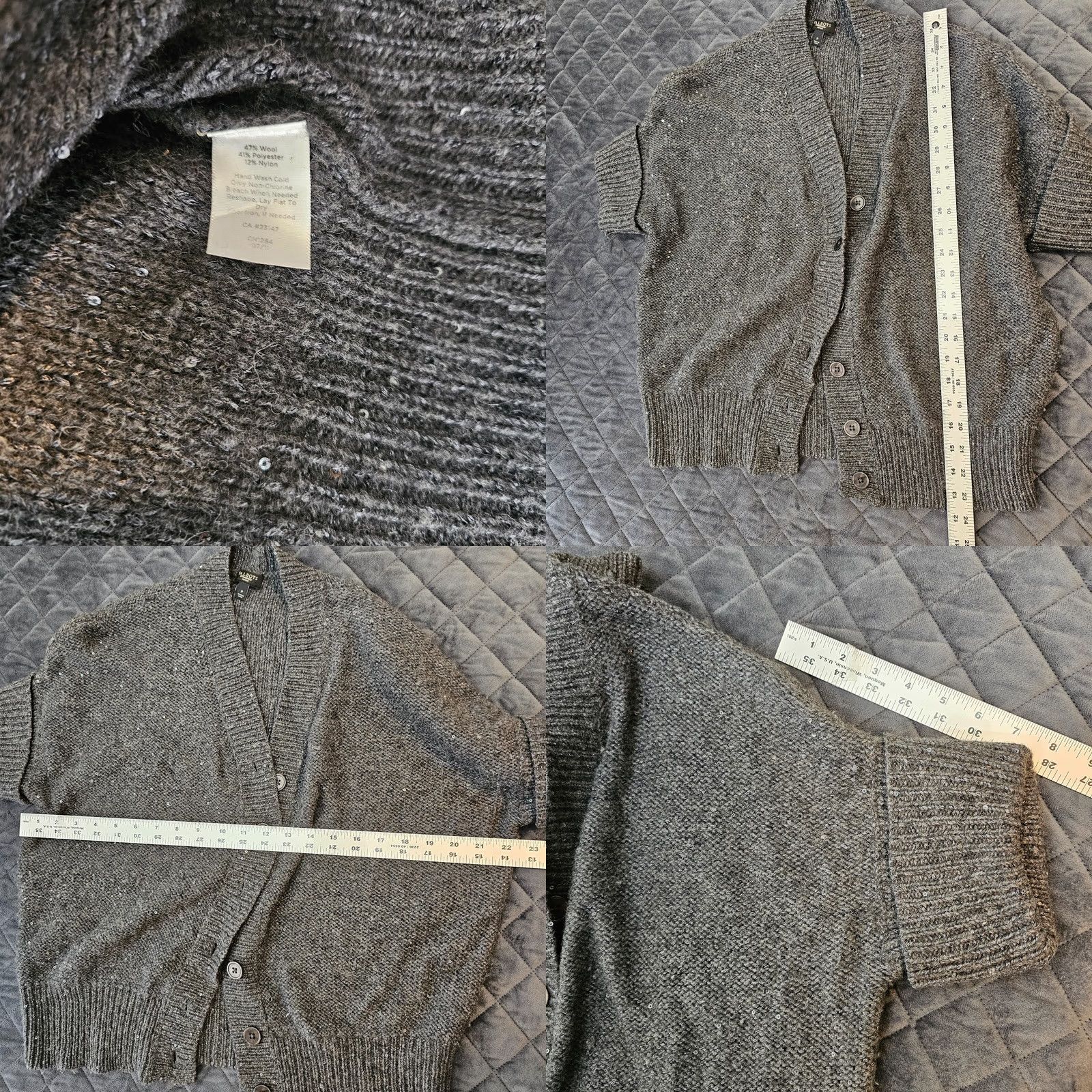 Talbots Talbots Sweater Cardigan Women's Petite Gray Wool Blend Button Raglan Sleeve All Seasons Lightweight Easy Care Size XXS / US 00 / IT 34 - 8 Thumbnail
