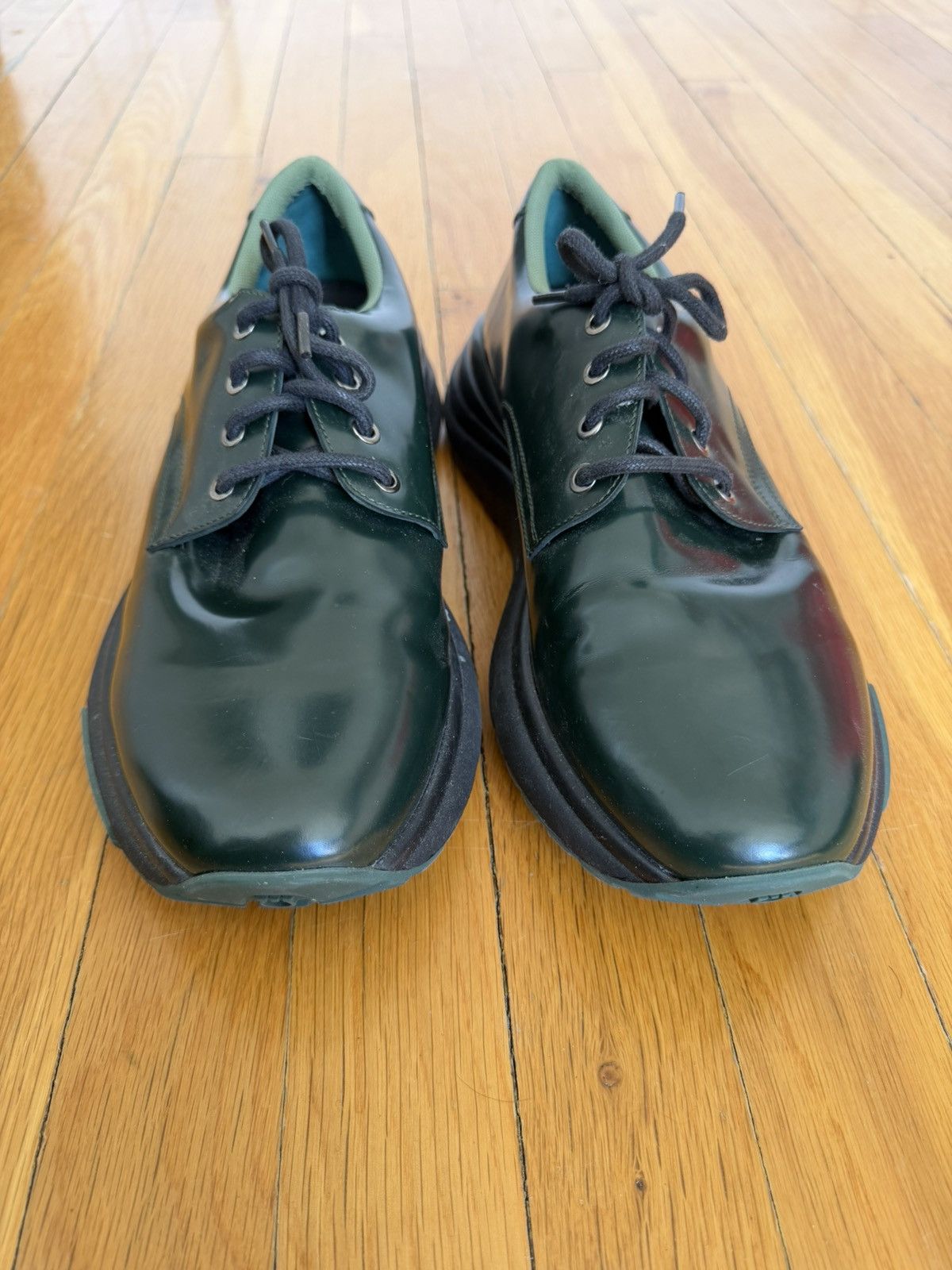 Salvatore Ferragamo Green Leather Derby Ferragamo Shoes Size US 9.5 / EU 42-43 - 5 Thumbnail