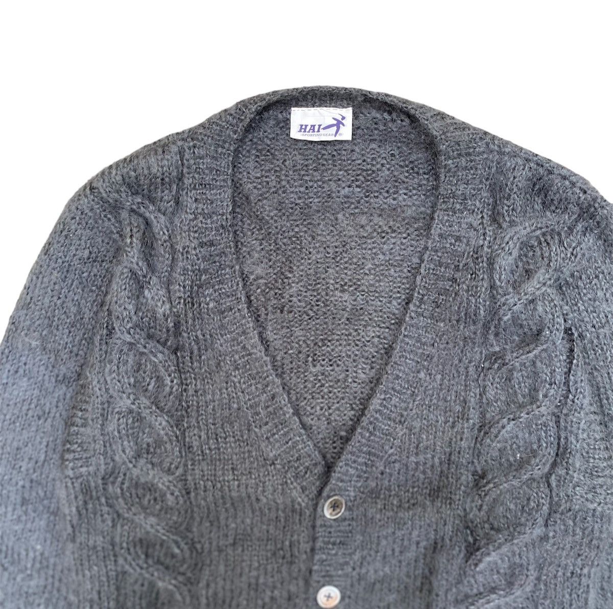 Hai Sporting Gear × Issey Miyake × Ne-Net Issey Miyake Hai Sporting Gear Mohair Knit Cable Cardigan Size US L / EU 52-54 / 3 - 4 Thumbnail