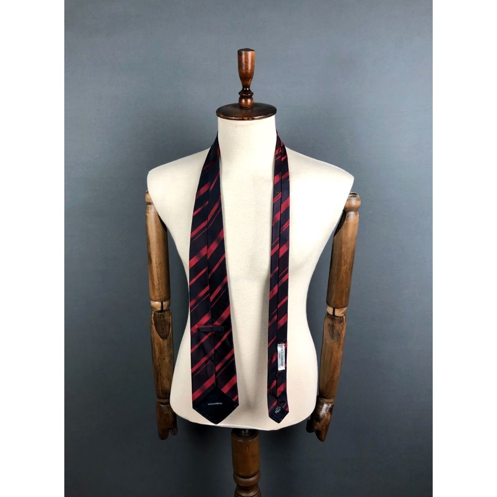 Dolce & Gabbana Dolce&Gabbana Tie Dark Blue Silk Striped Necktie Men's Silk Tie Classic Pattern Adjustable Clip Width Classic Vintage: No Size ONE SIZE - 3 Thumbnail