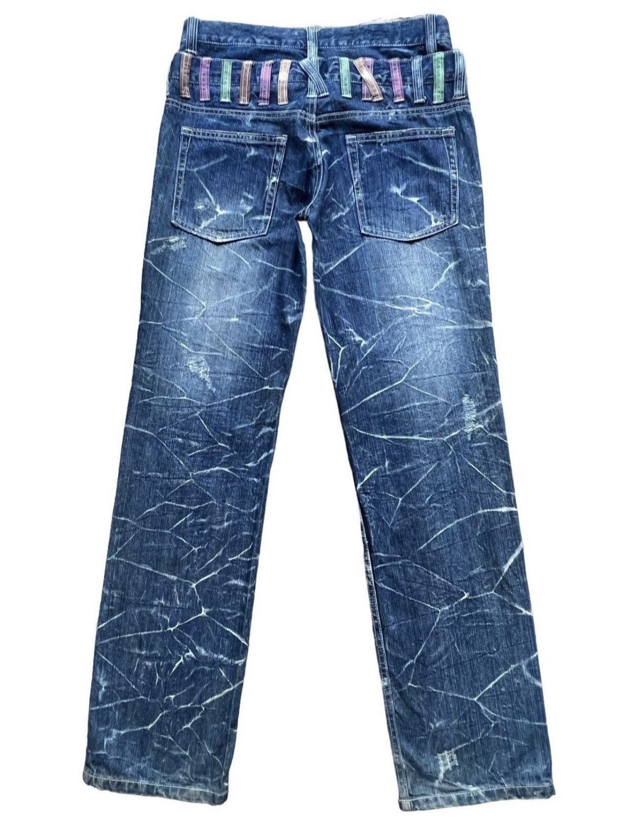 Japanese Brand Nylaus Double Waist Charcoal Distressed Denim Jeans 33x33 Size US 33 - 3 Thumbnail