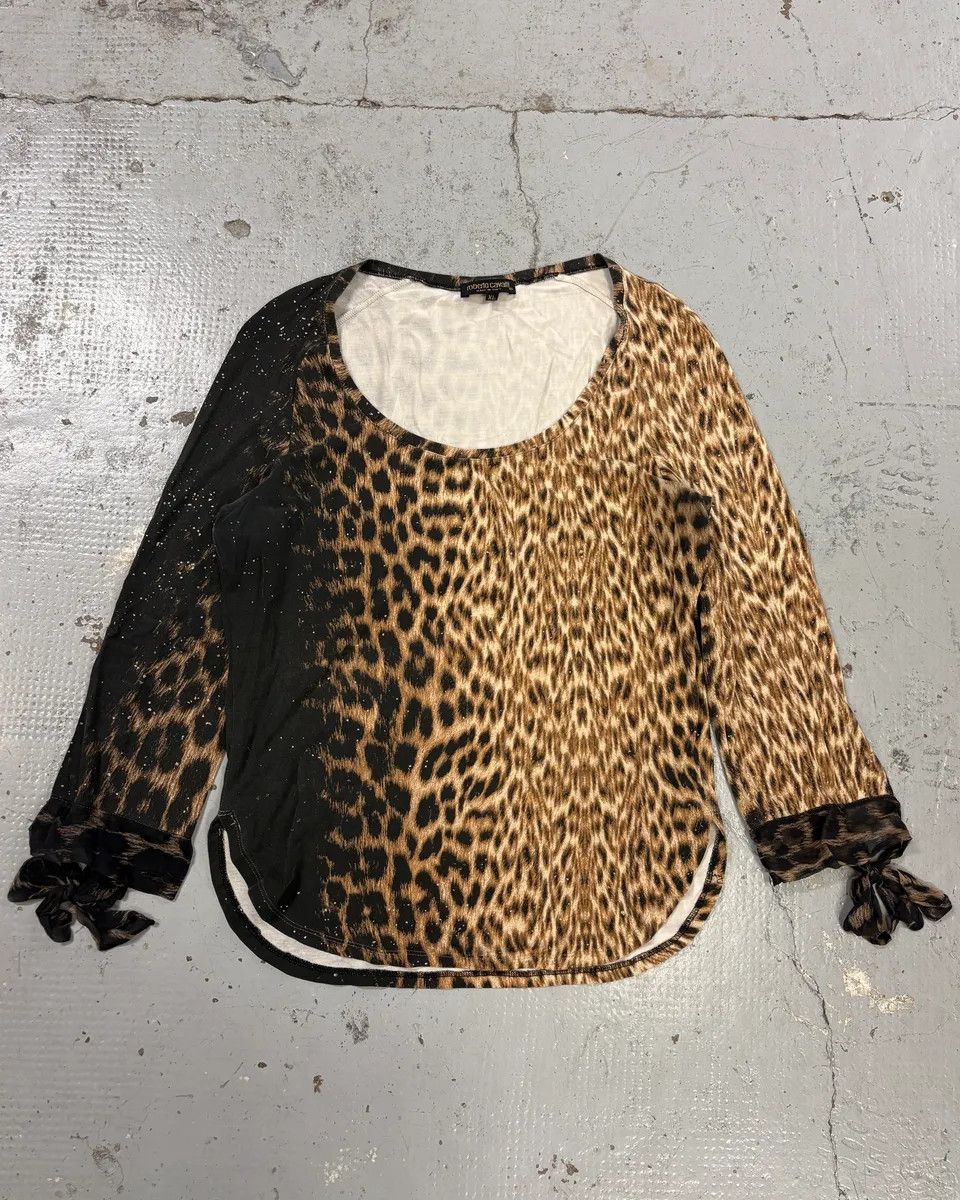 Roberto Cavalli 2000s Roberto Cavalli Leopard Silk Longsleeve T-Shirt Size S / US 4 / IT 40 - 1 Thumbnail
