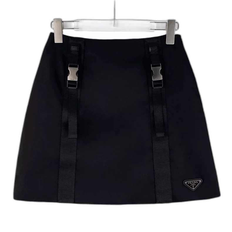 Prada Prada Black Triangle Logo Casual Skirt -2505 Size 39" - 1 Thumbnail