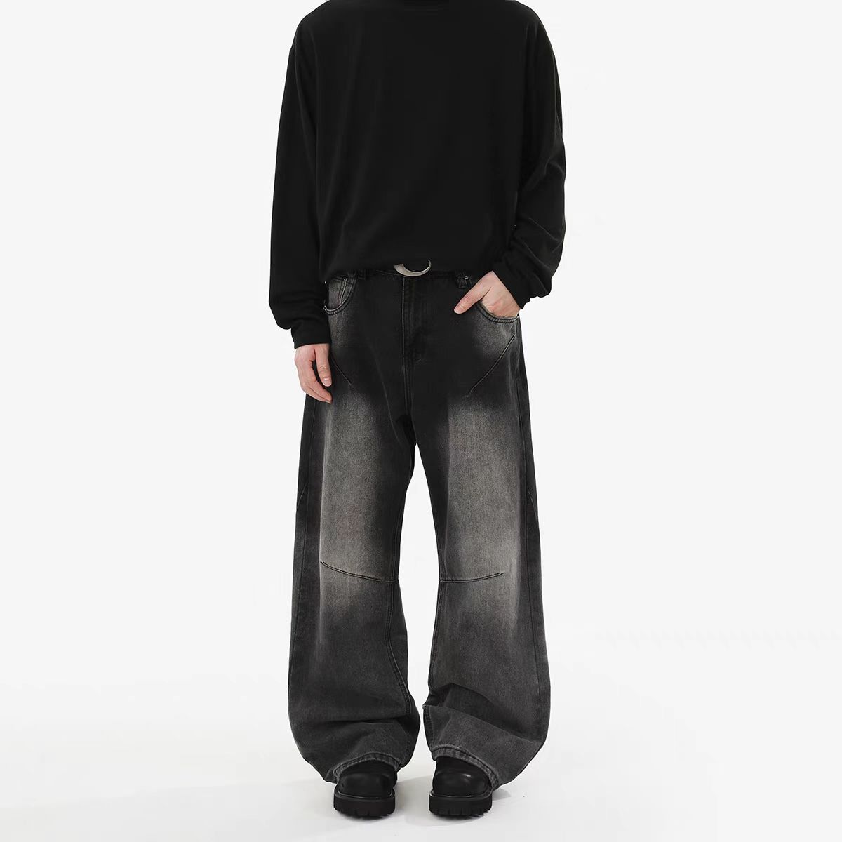 Japanese Brand × Jean Washed retro casual relaxed straight-leg jeans Size US 32 / EU 48 - 3 Thumbnail
