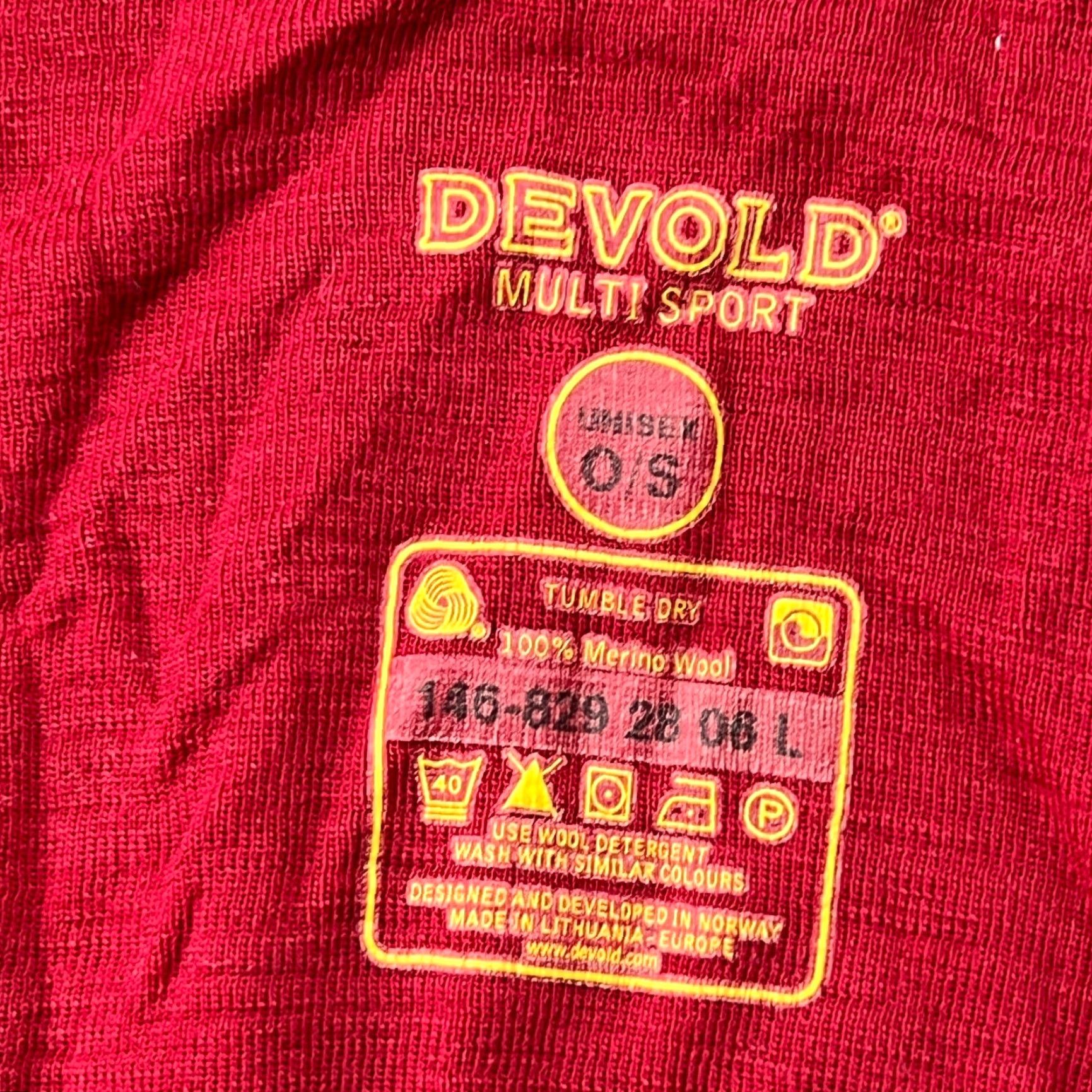 Vintage DEVOLD Multisport Neck Warmer 100% Merino Wool OS Tube Scarf Outdoor Gaiter Red Size ONE SIZE - 5 Thumbnail