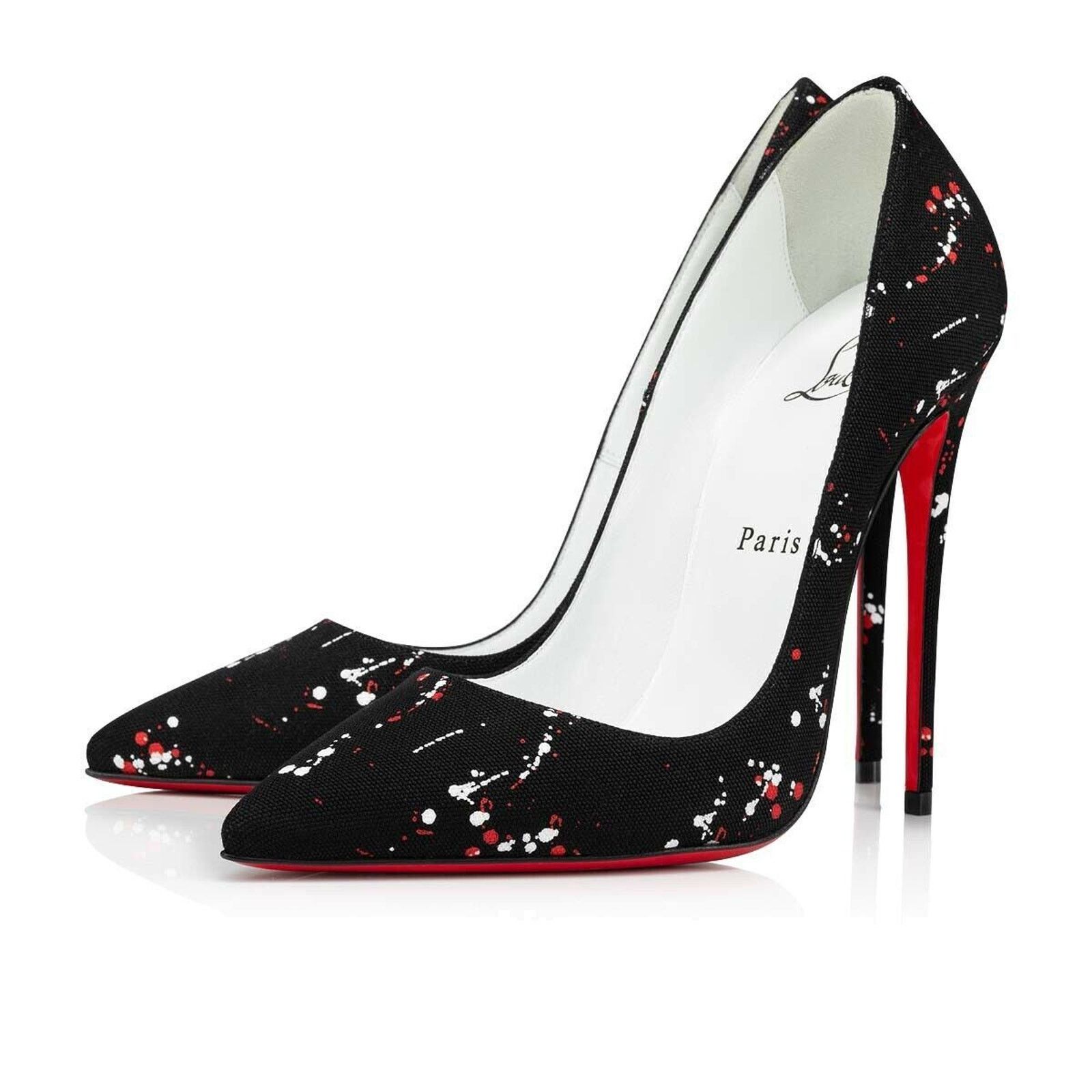 Christian Louboutin So Kate 120 Toile Splash Black Red White Heel Pump 38.5 Size US 8.5 / IT 38.5 - 1 Thumbnail