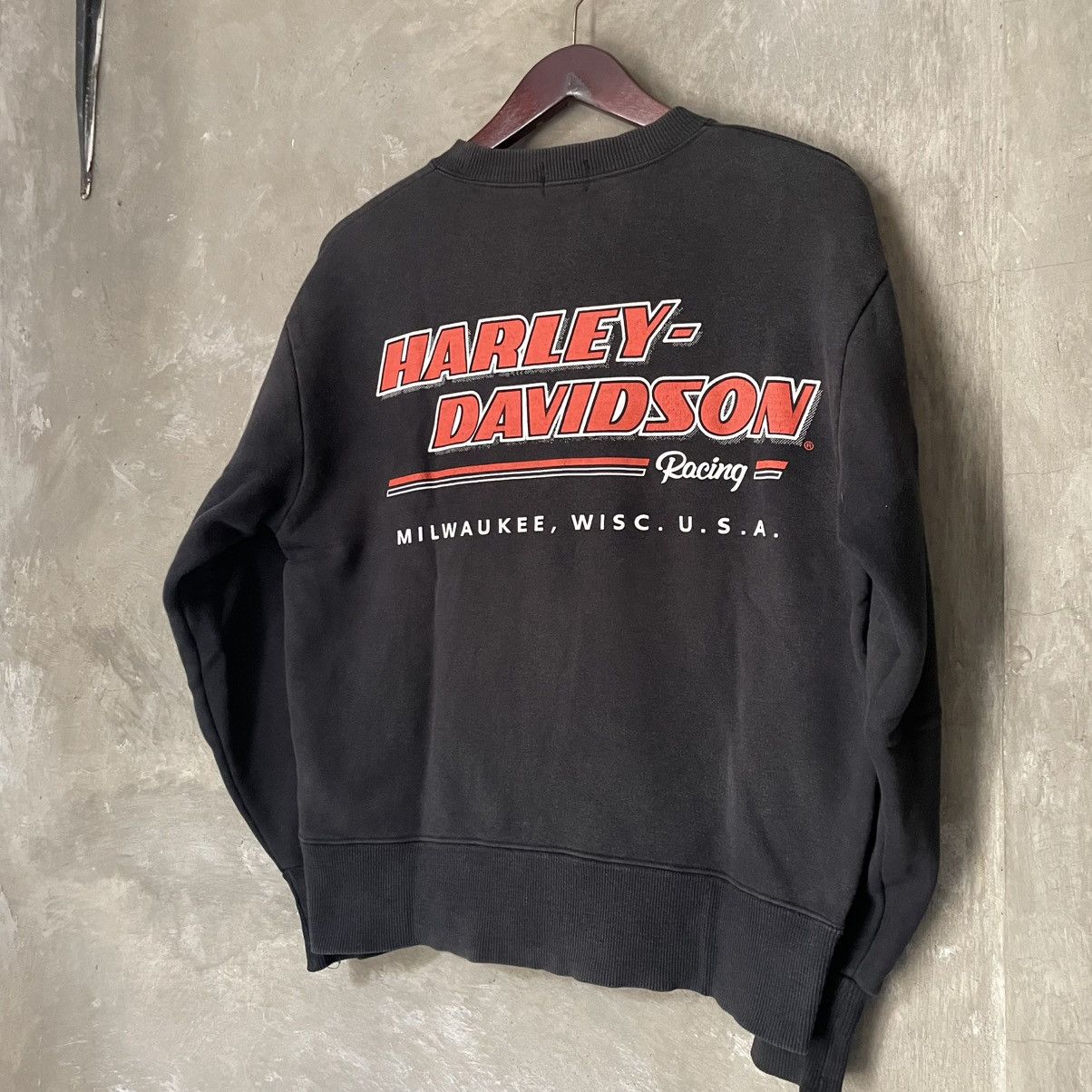 Harley Davidson × Vintage Vintage Y2K Harley Davidson Racing Sweatshirt Black Size US M / EU 48-50 / 2 - 10 Thumbnail