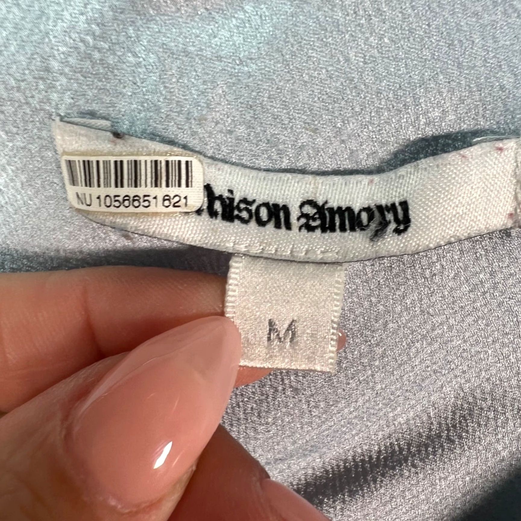 Vintage Maison Amory Womens Size Medium Floral Satin Midi Skirt Light Blue Size 32" / US 10 / IT 46 - 3 Thumbnail