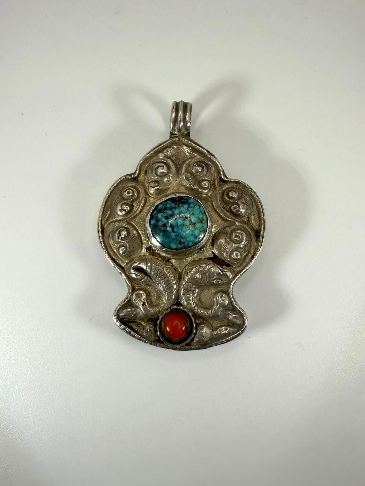 Other 90's Turquoise and Coral Tibetan Pendant Size ONE SIZE - 1 Thumbnail