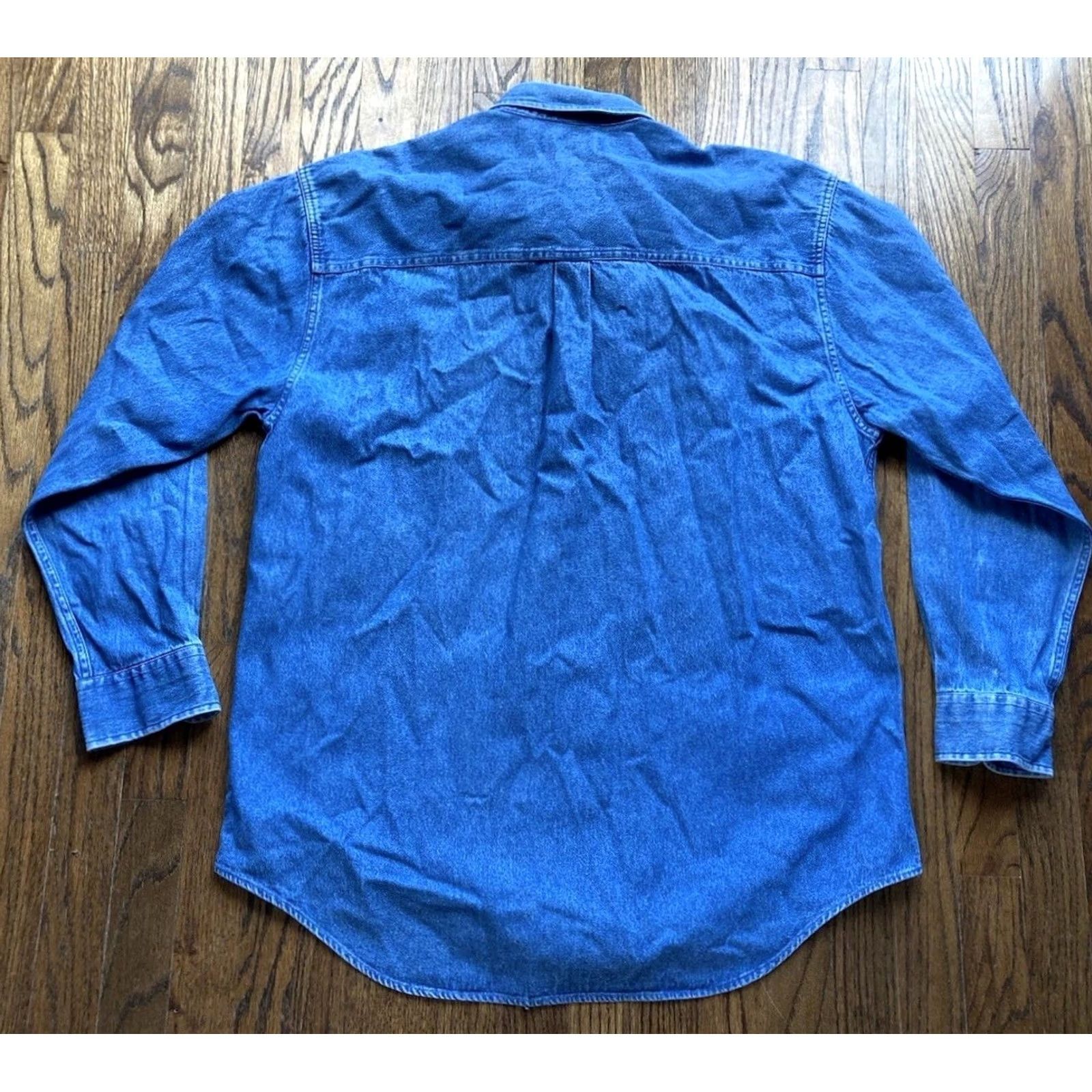 Denime VINTAGE Sutter & Grant Denim Shirt Mens Large Long Sleeve Button Up Blue 90s Casual Mens Regular Relaxed Jacket Style Pocket Preshrunk Size US L / EU 52-54 / 3 - 8 Thumbnail