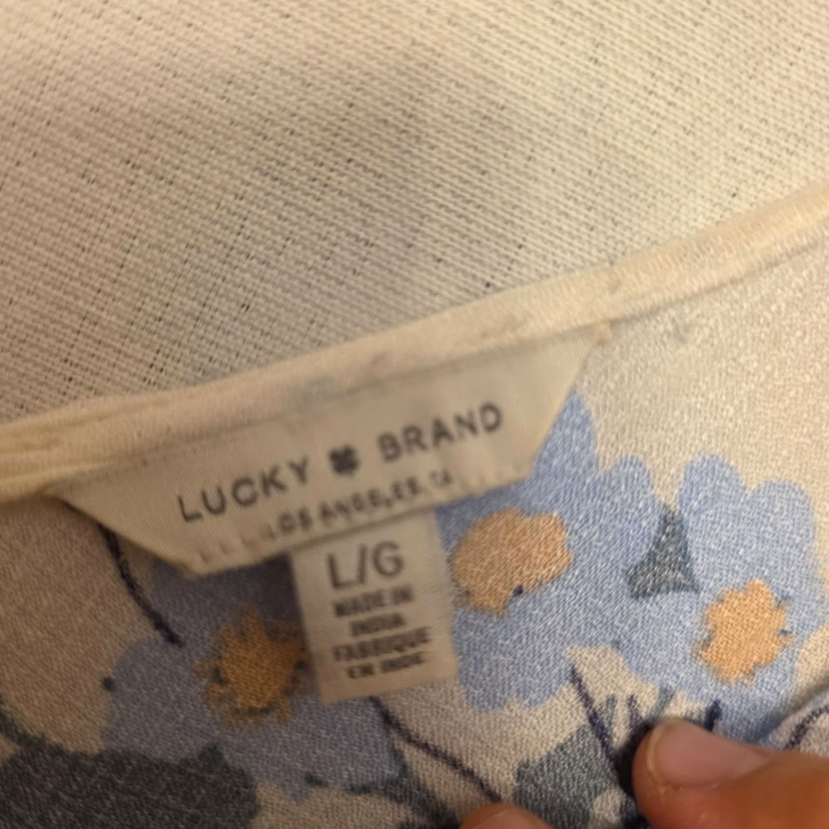 Lucky Brand Lucky Brand Dress Womens Large White Blue Floral V Neck Maxi Sundress Boho Lined Size L / US 10 / IT 46 - 3 Thumbnail